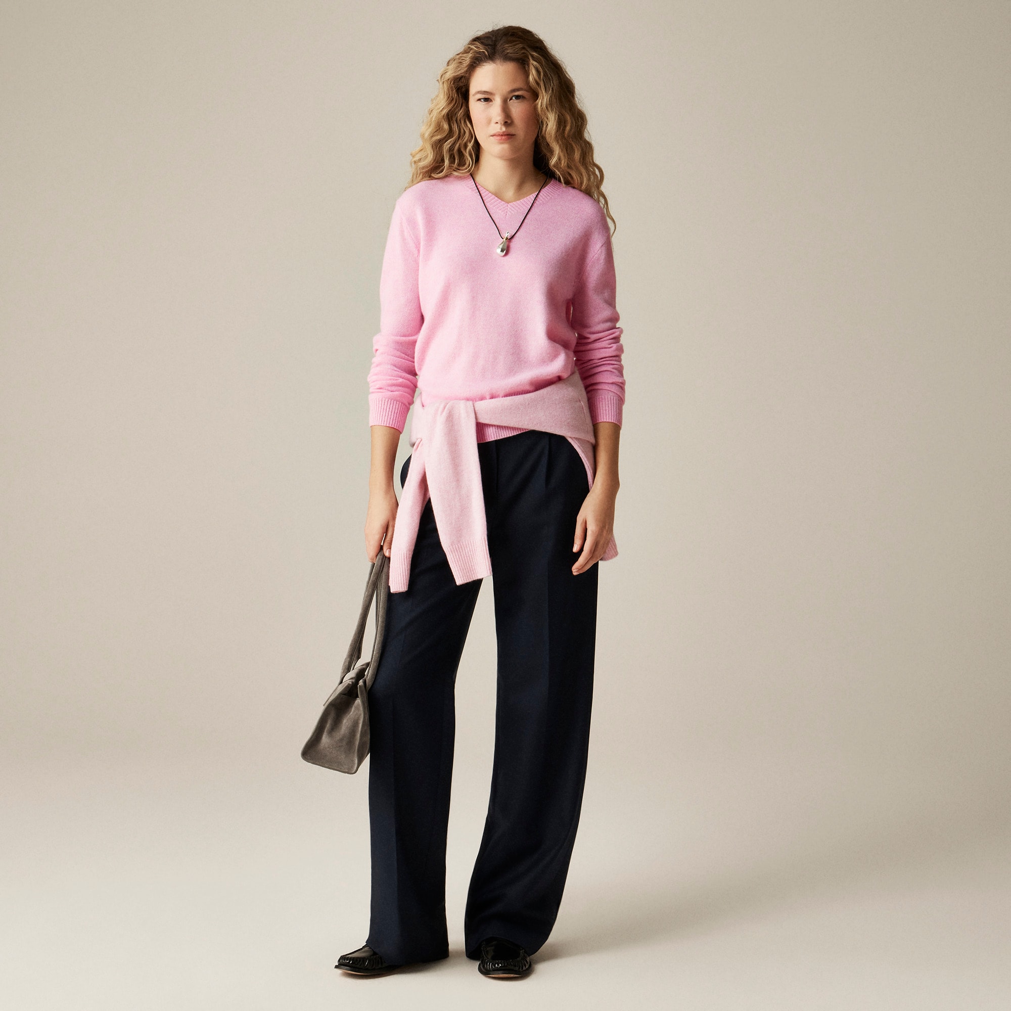 Cashmere high V-neck sweater