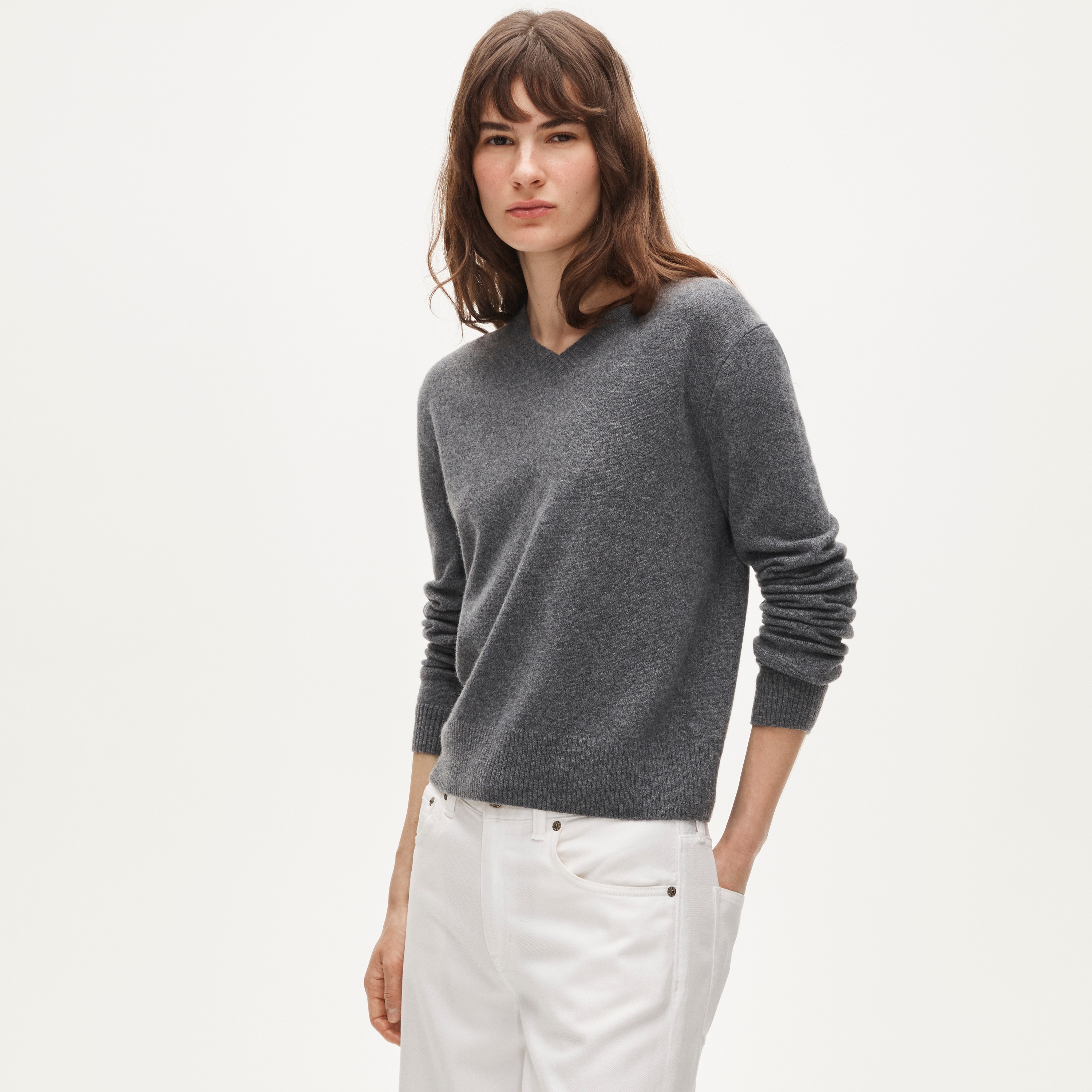 Cashmere high V-neck sweater