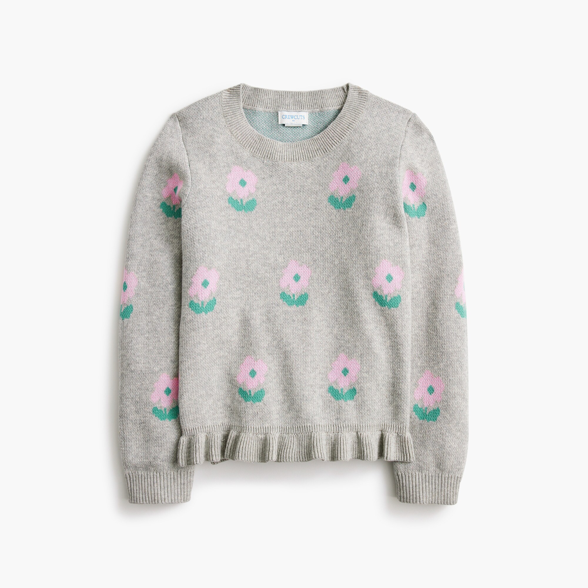 girls' flower ruffle-hem sweater for girls
