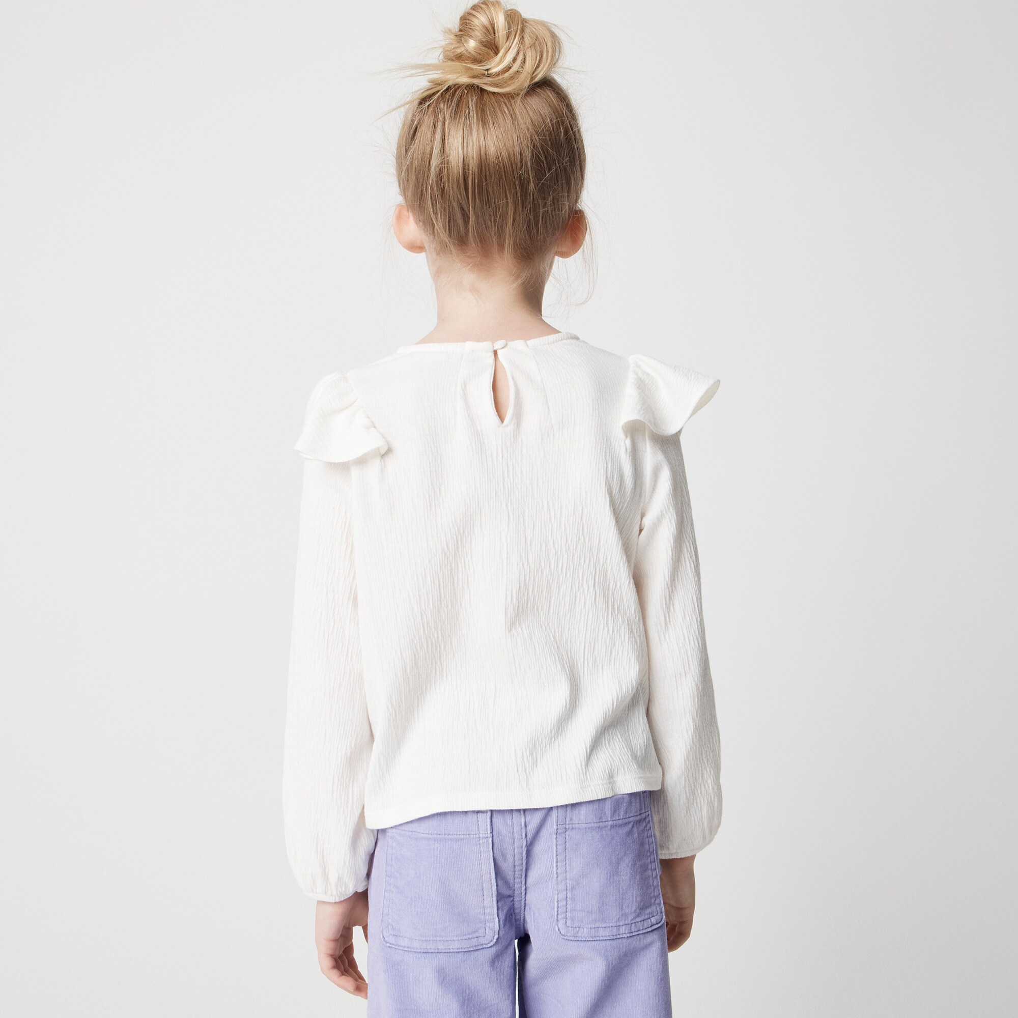 Girls' textured long-sleeve flutter tee