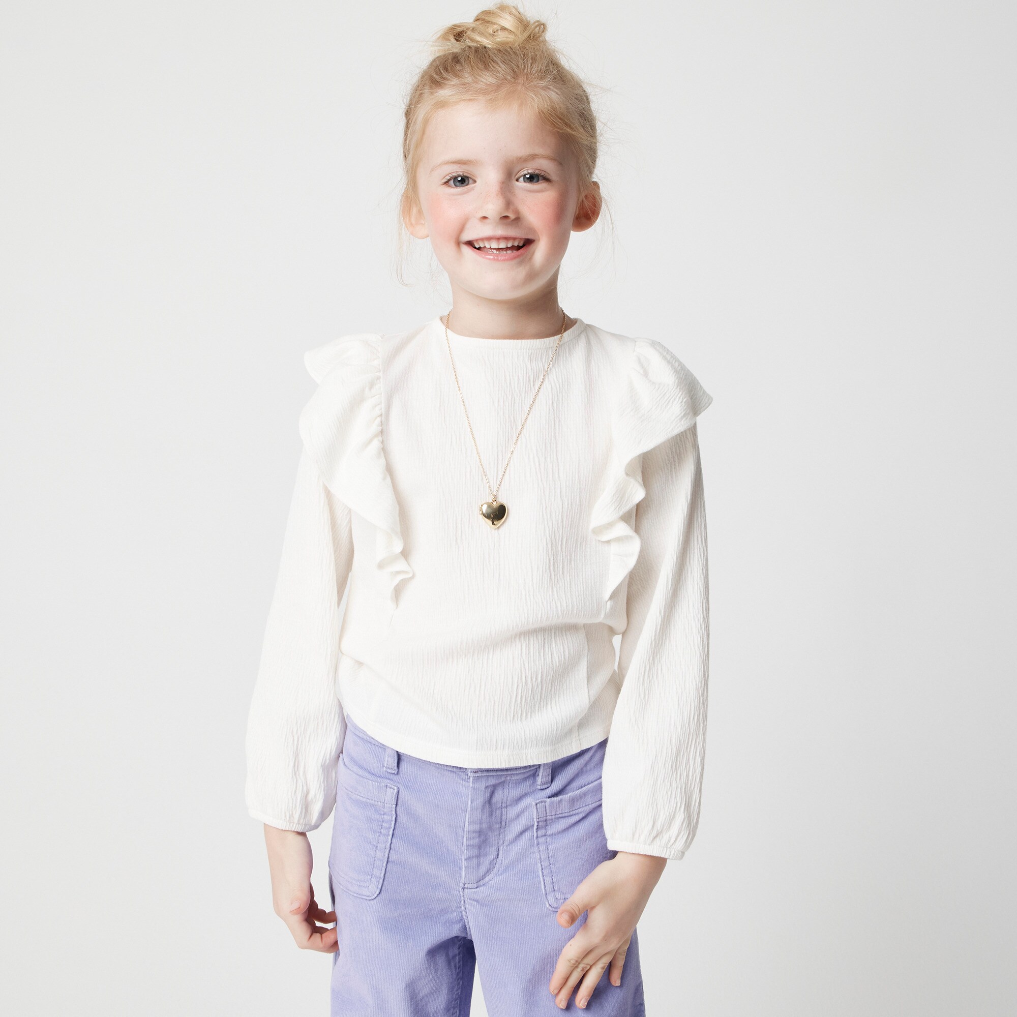 Girls' textured long-sleeve flutter tee