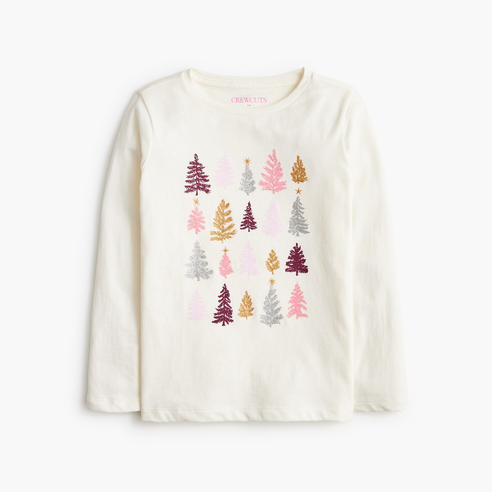girls' glitter holiday trees graphic tee for girls