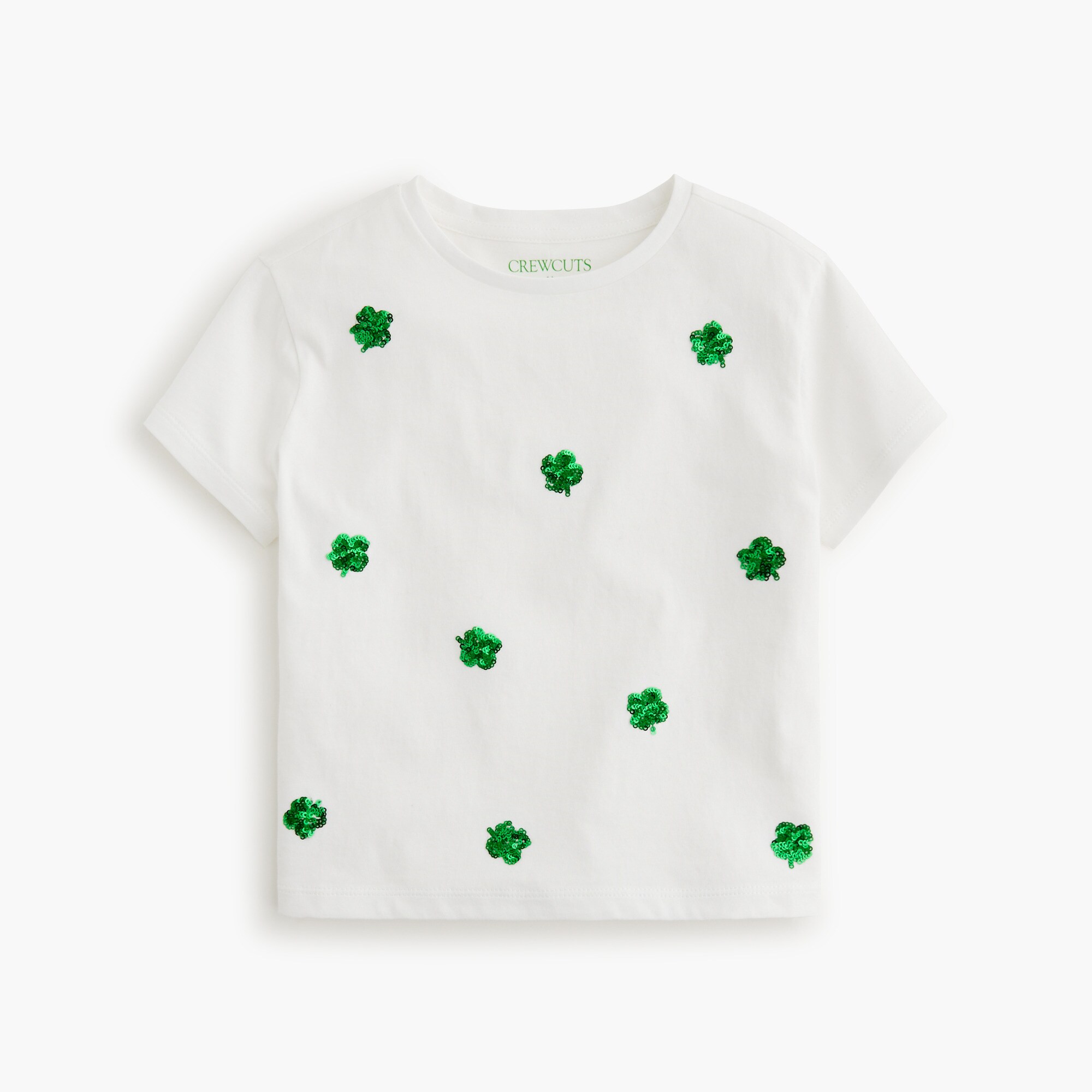 Girls' short-sleeve sequin clovers graphic tee