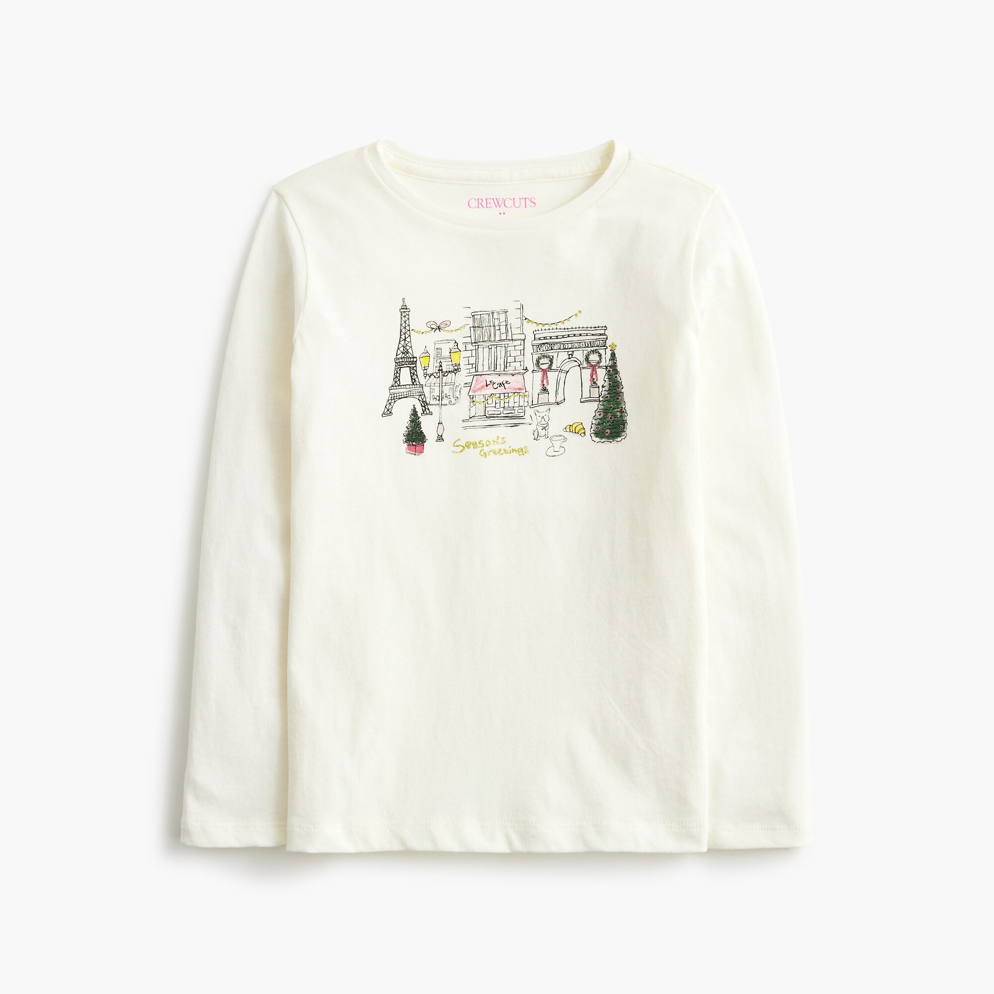  Girls' long-sleeve holiday in Paris graphic tee