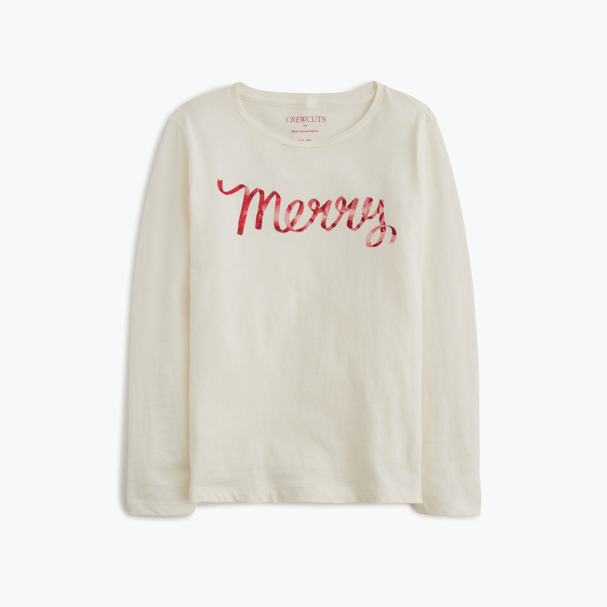  Girls' glitter &quot;merry&quot; graphic tee
