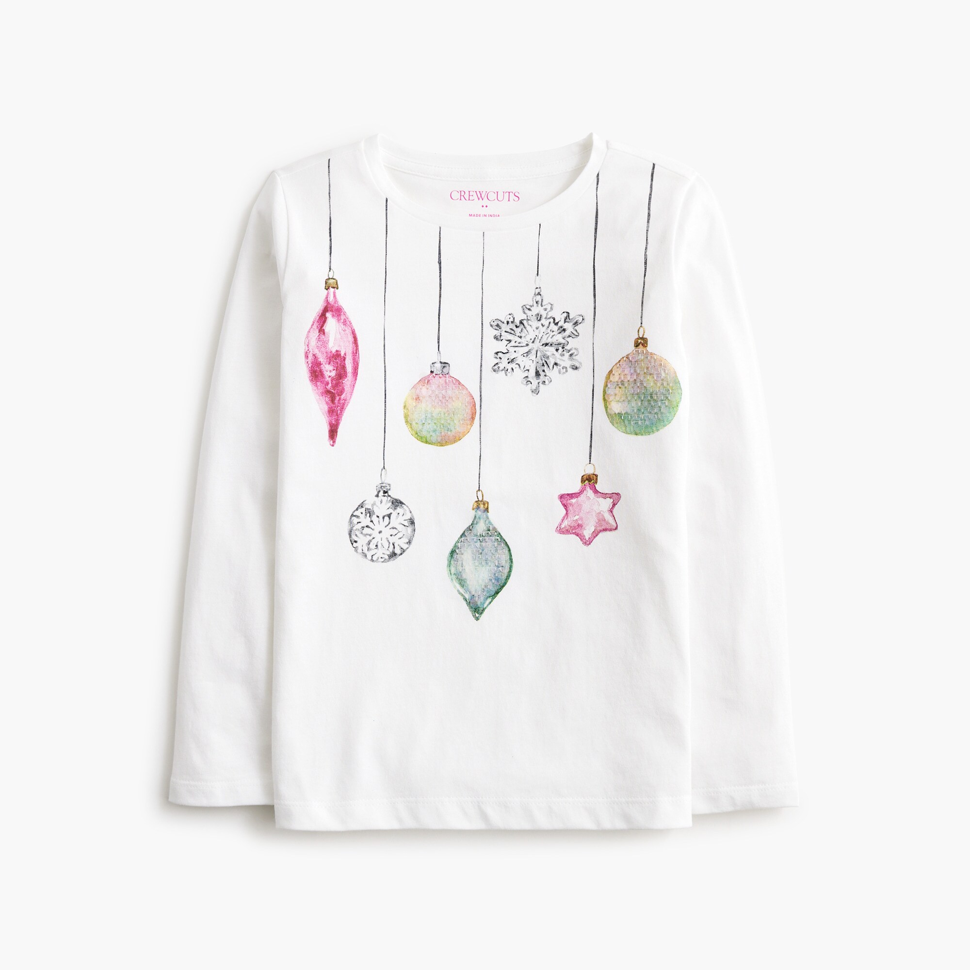 Girls' sequin holiday ornaments graphic tee