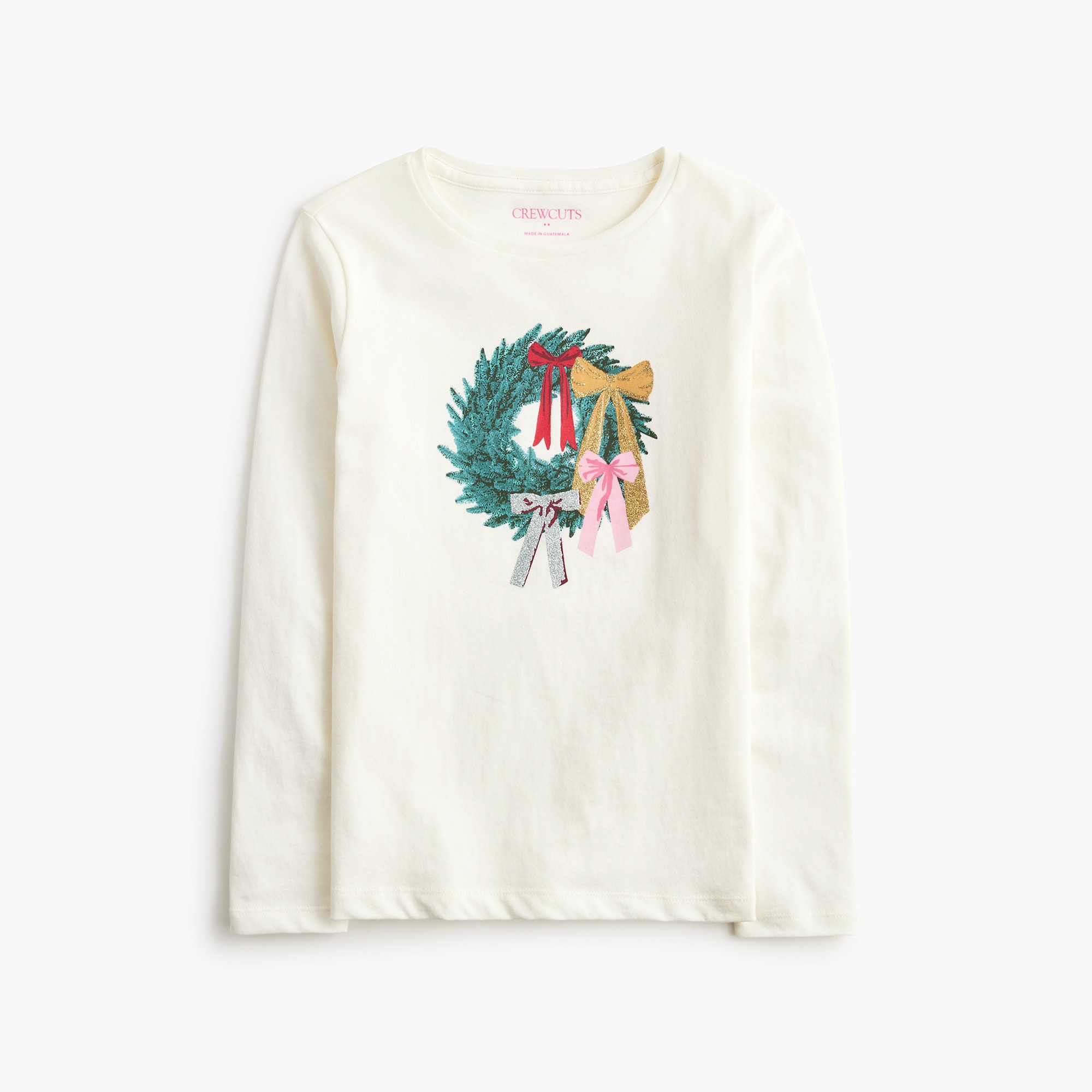 girls' long-sleeve bow wreath graphic tee for girls