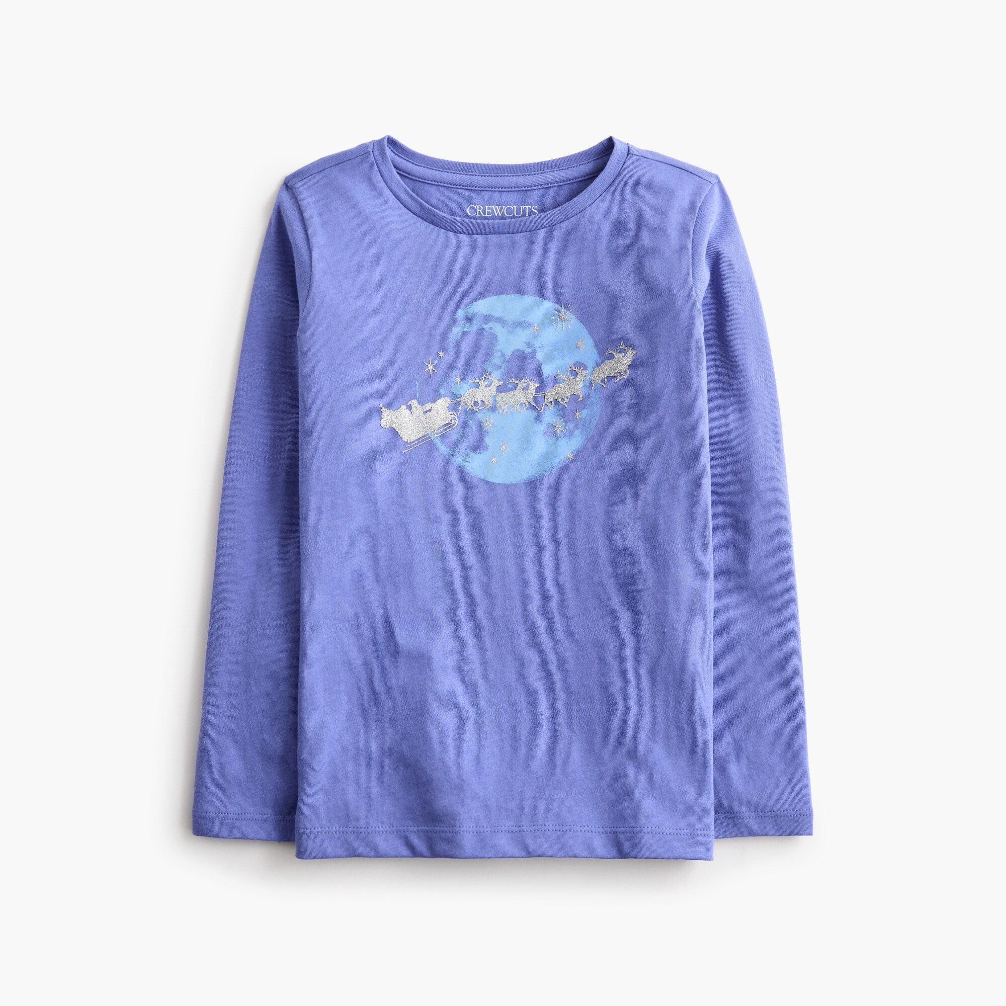 girls' santa's sleigh and moon graphic tee for girls