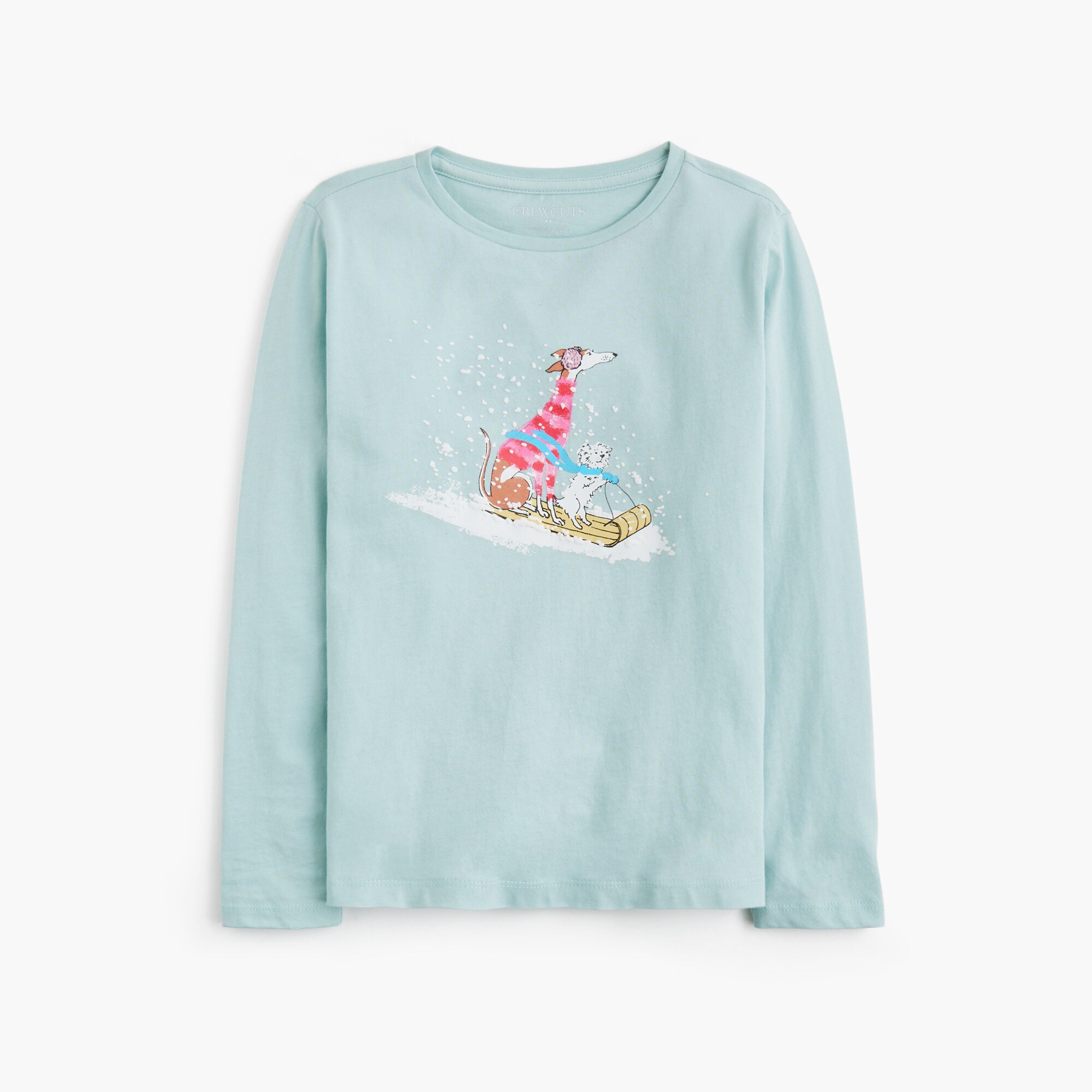  Girls' long-sleeve sled dogs graphic tee