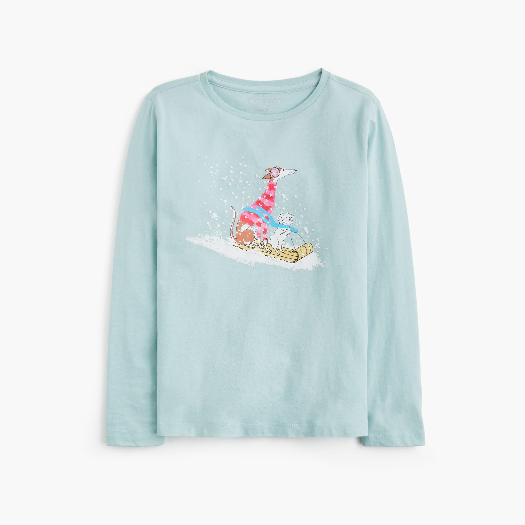  Girls' long-sleeve sled dogs graphic tee