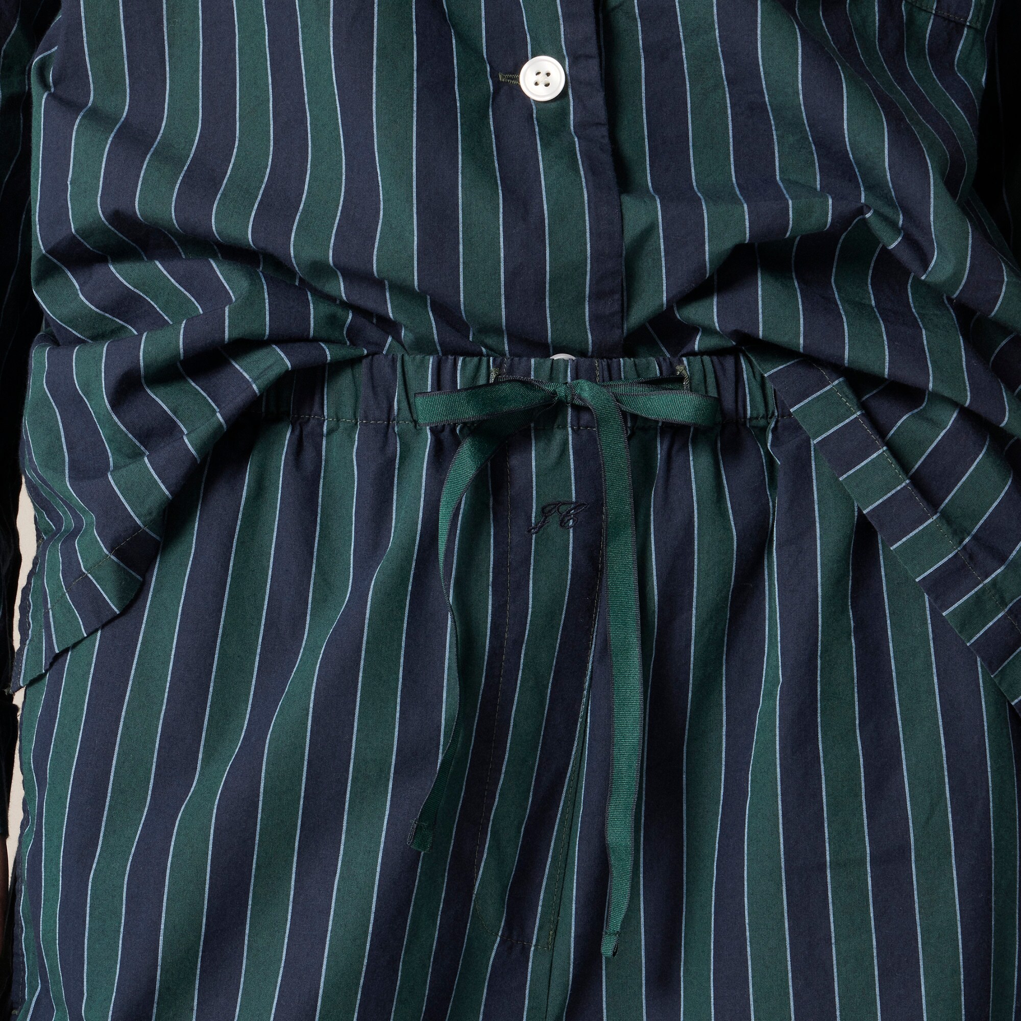 Cotton poplin long-sleeve pajama pant set in peppermint stripe - thumbnail 2