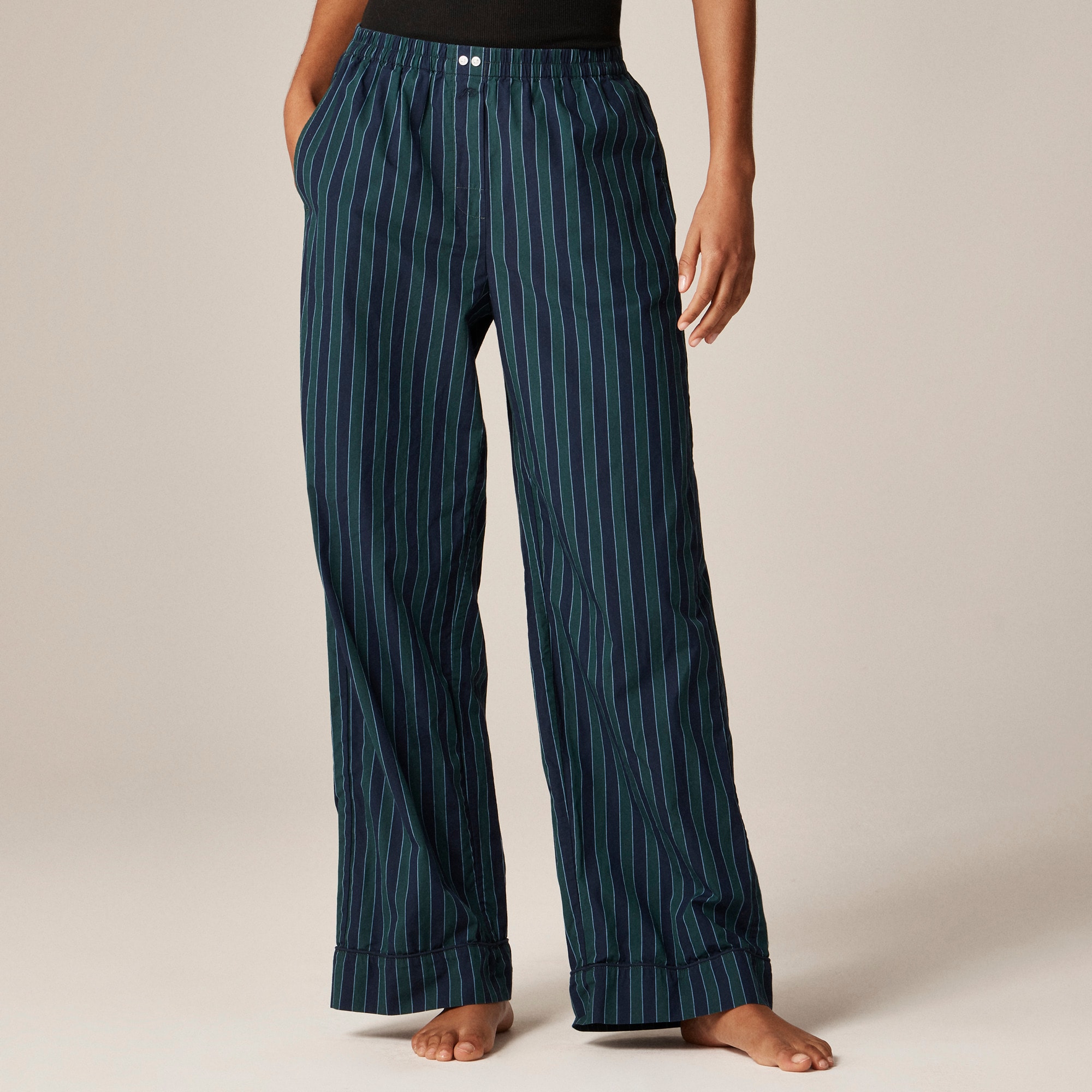 Cotton poplin pajama pant in peppermint stripe