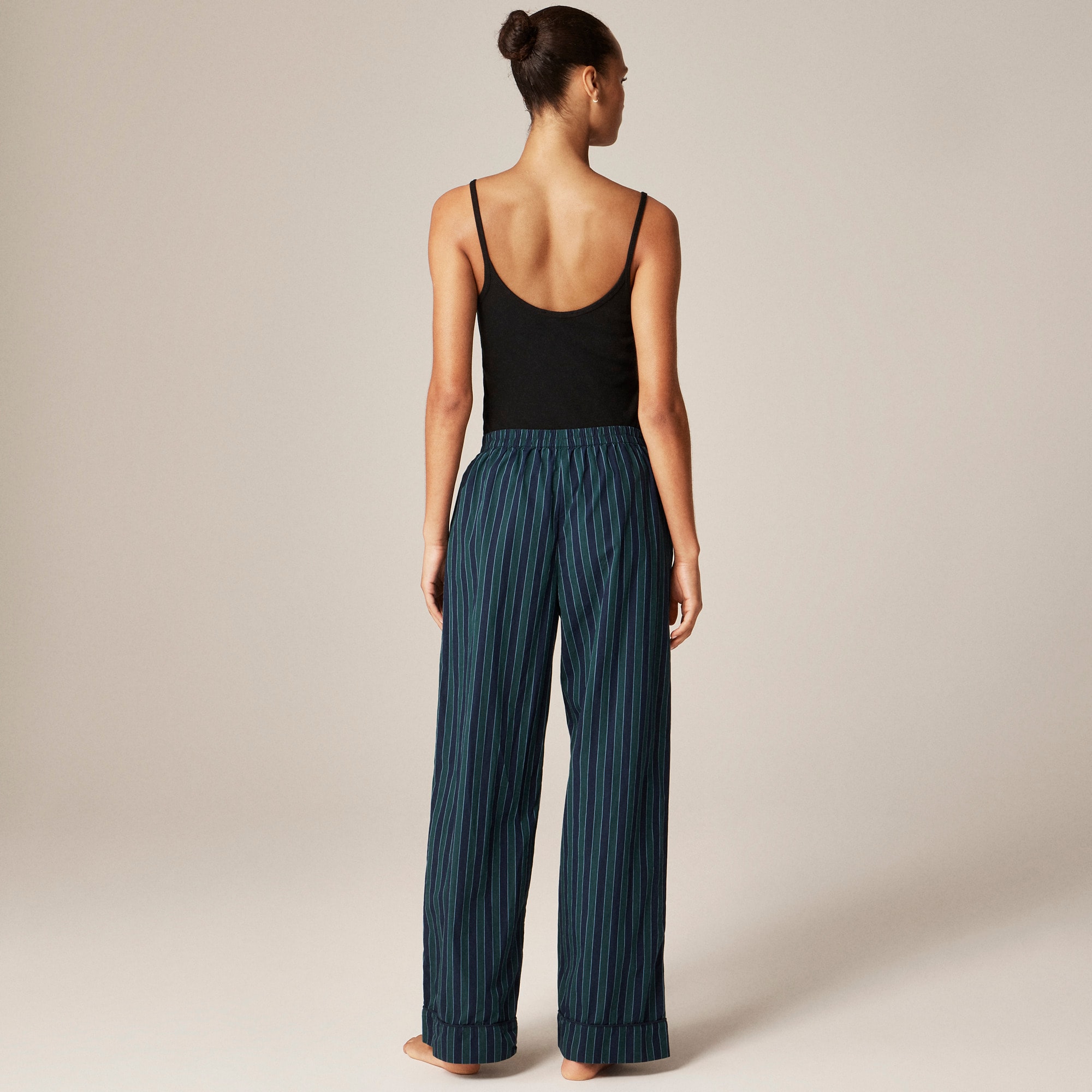 Cotton poplin pajama pant in peppermint stripe