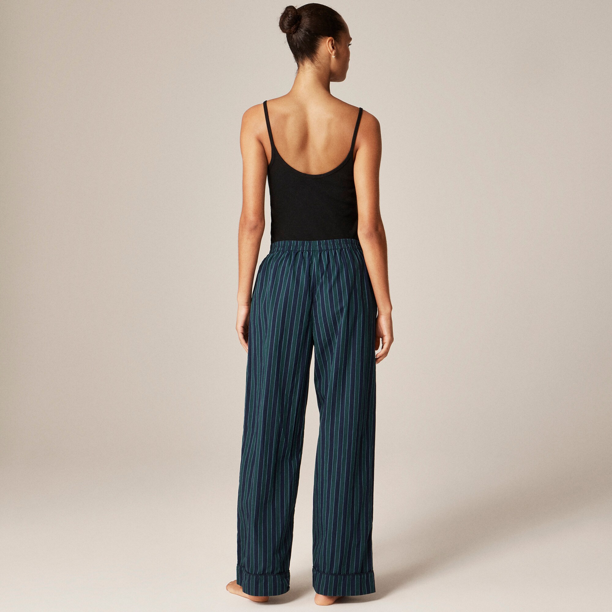 Cotton poplin pajama pant in peppermint stripe