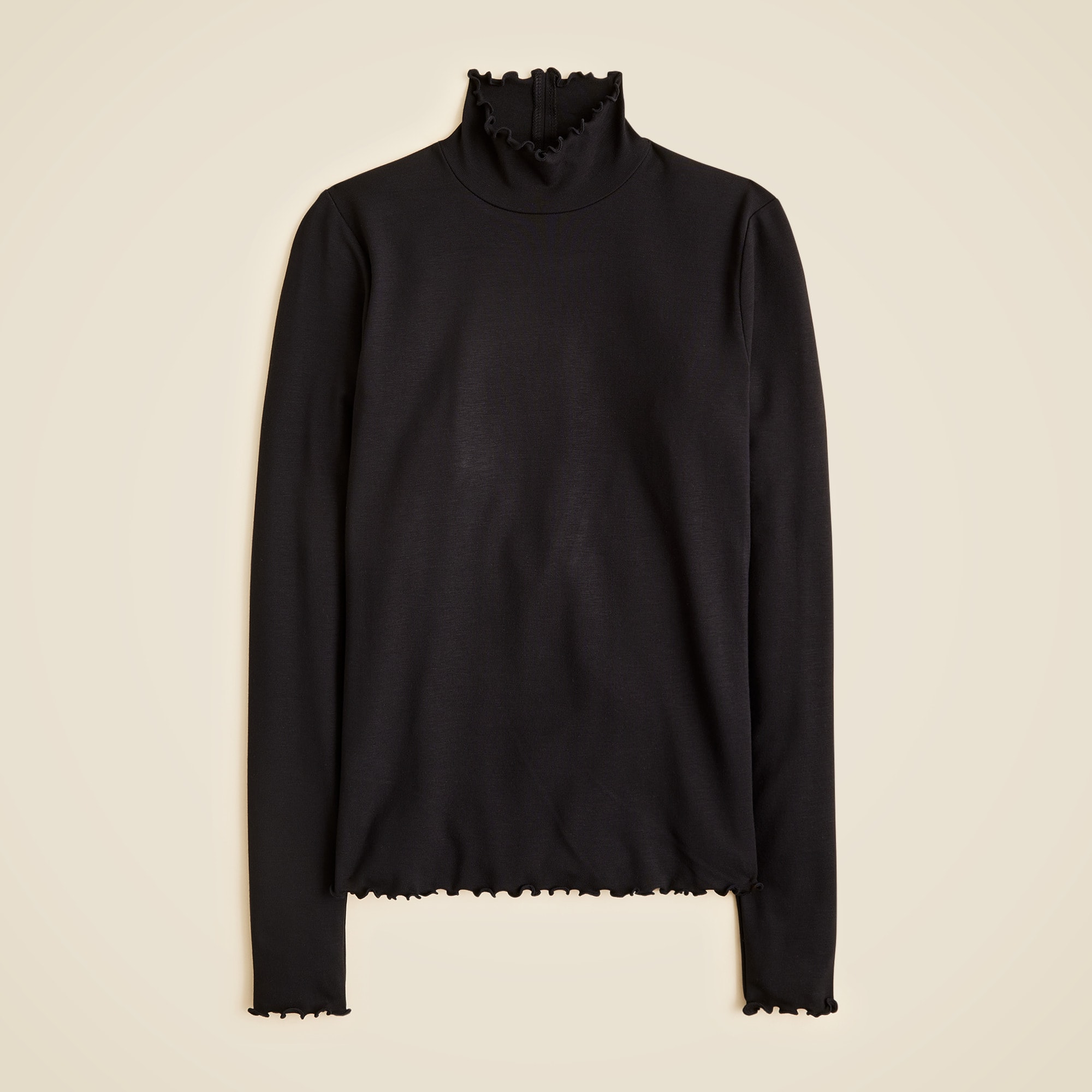 Refined rib lettuce-trim turtleneck