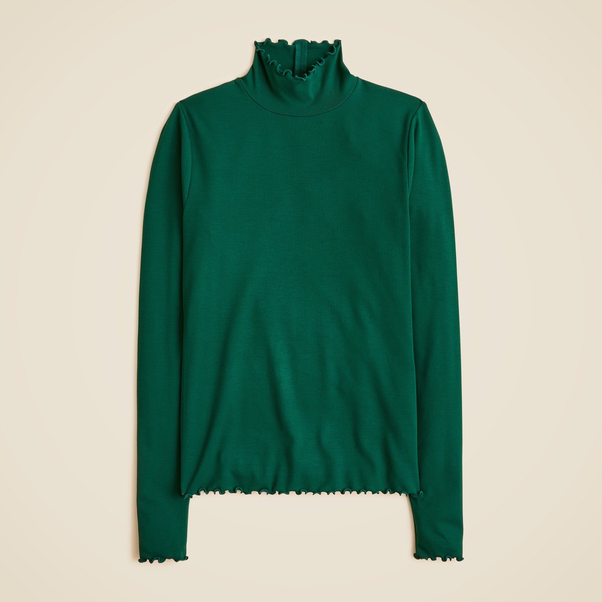  Refined rib lettuce-trim turtleneck