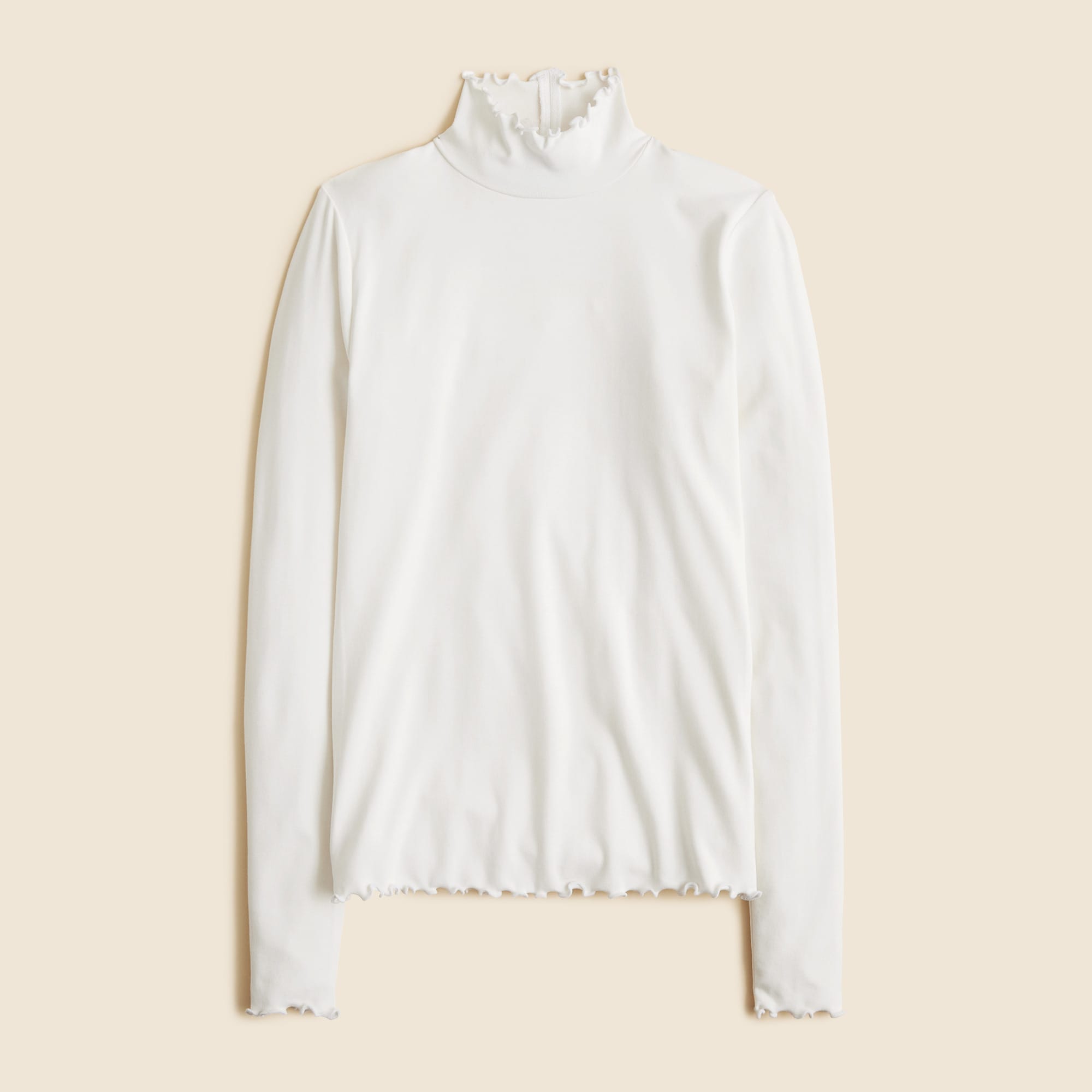 Refined rib lettuce-trim turtleneck