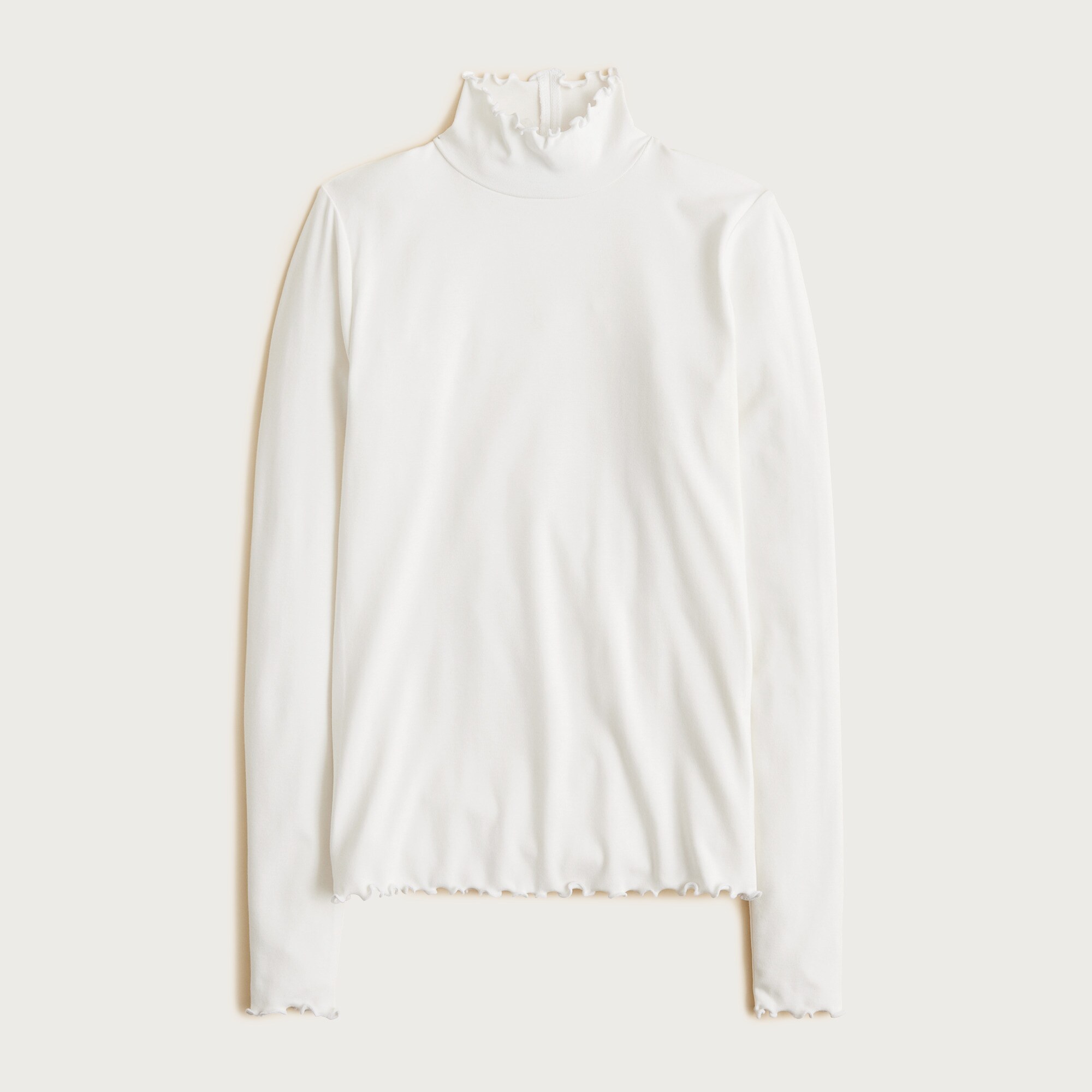 Refined rib lettuce-trim turtleneck