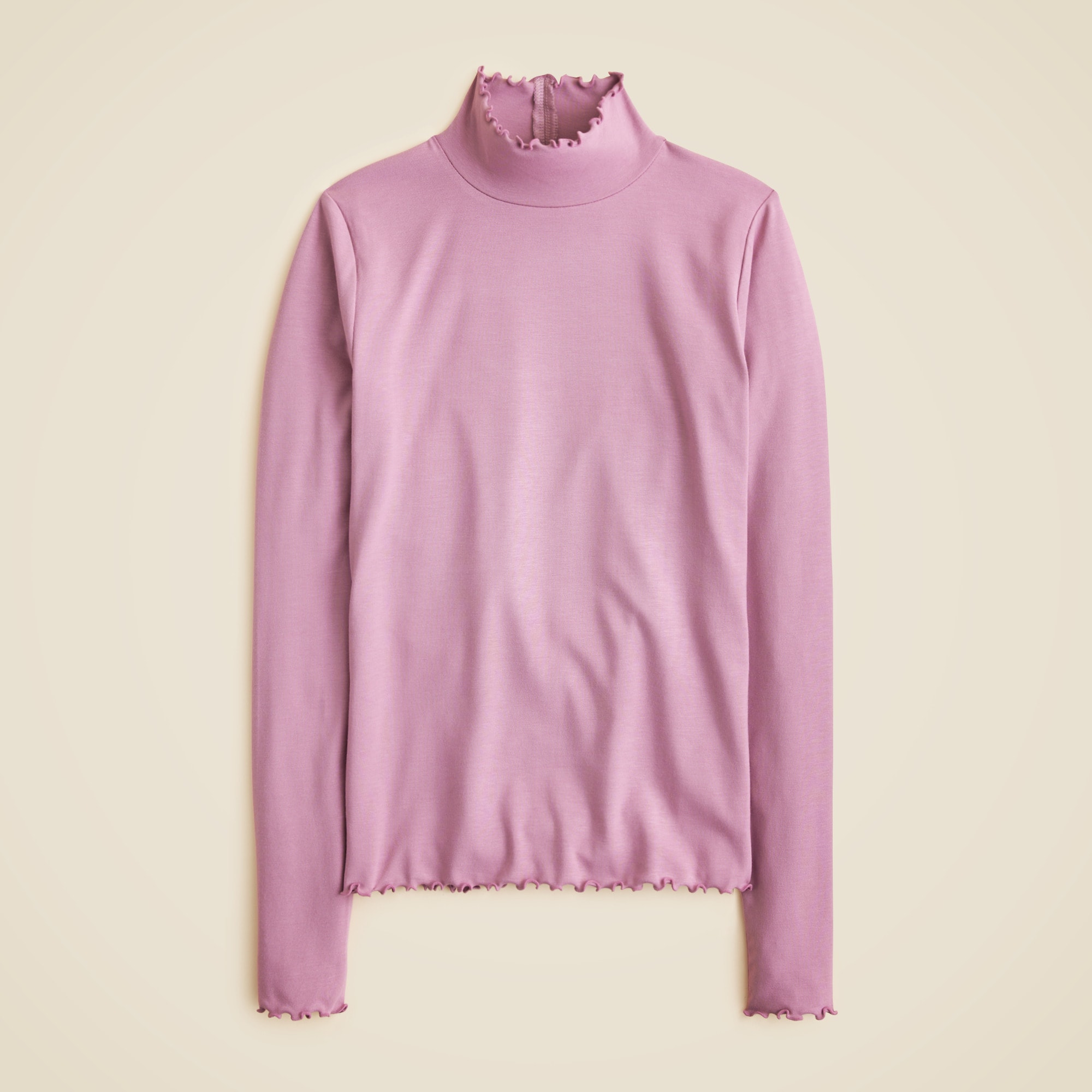 Refined rib lettuce-trim turtleneck