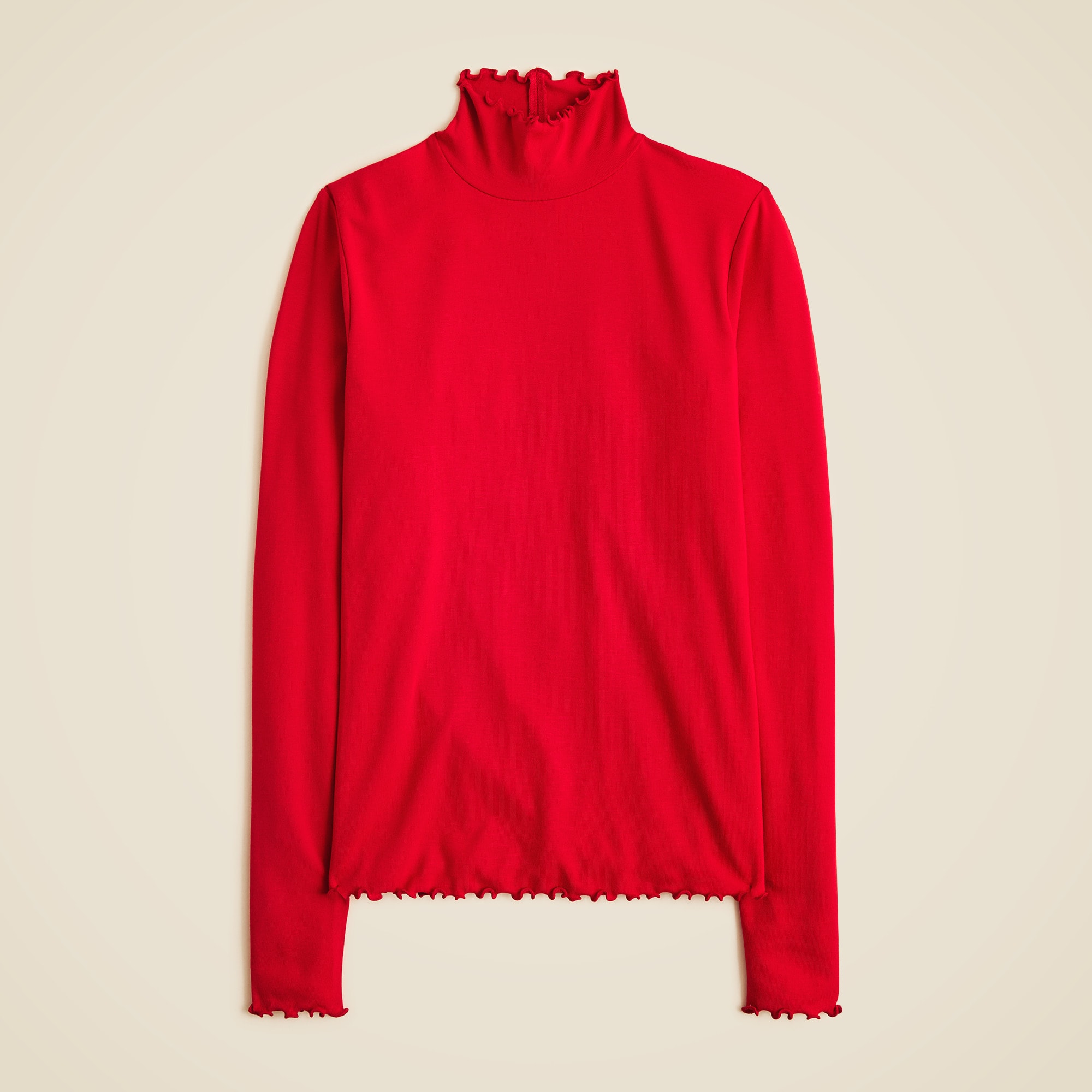 Refined rib lettuce-trim turtleneck