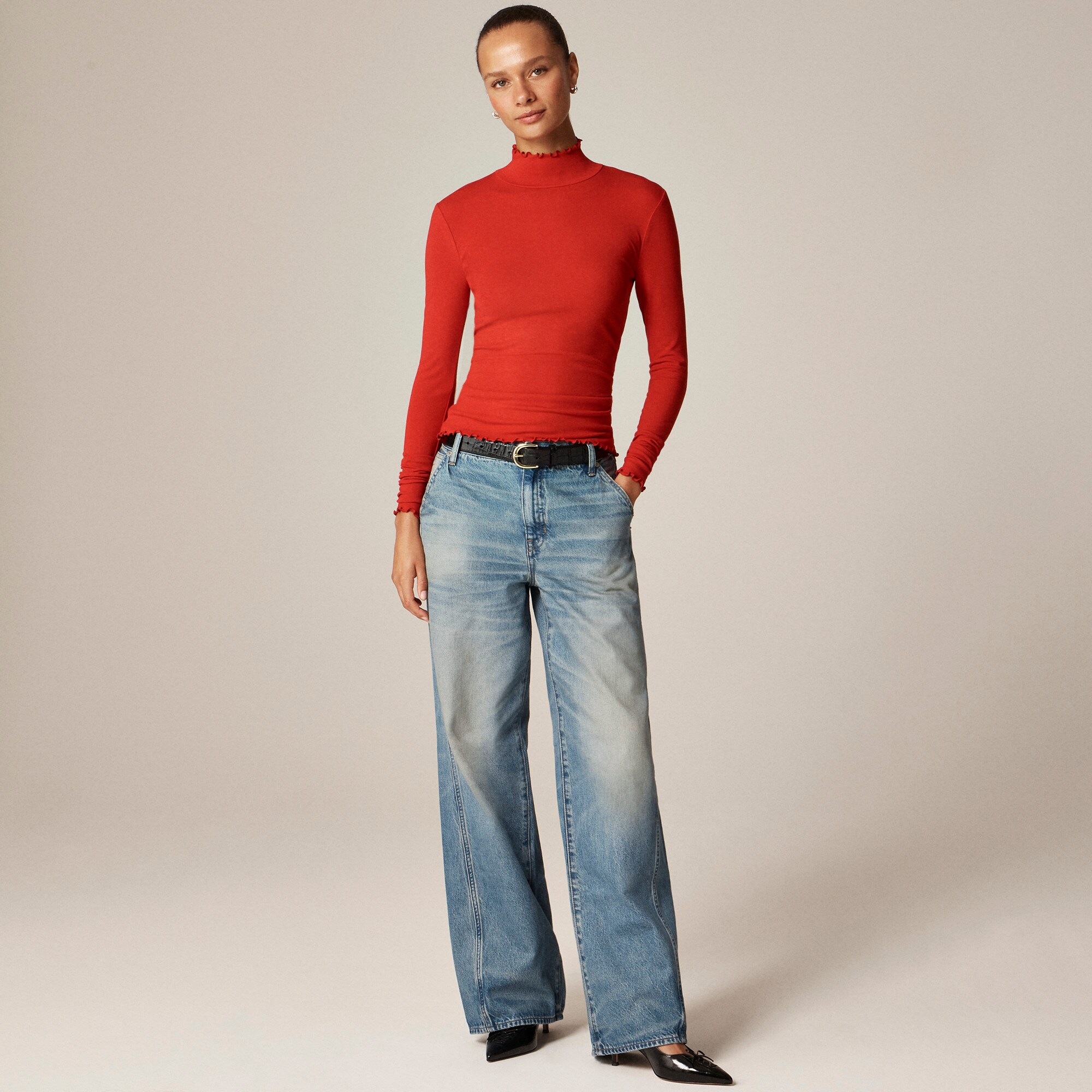 Refined Rib Lettuce-trim Turtleneck For Women | J.Crew