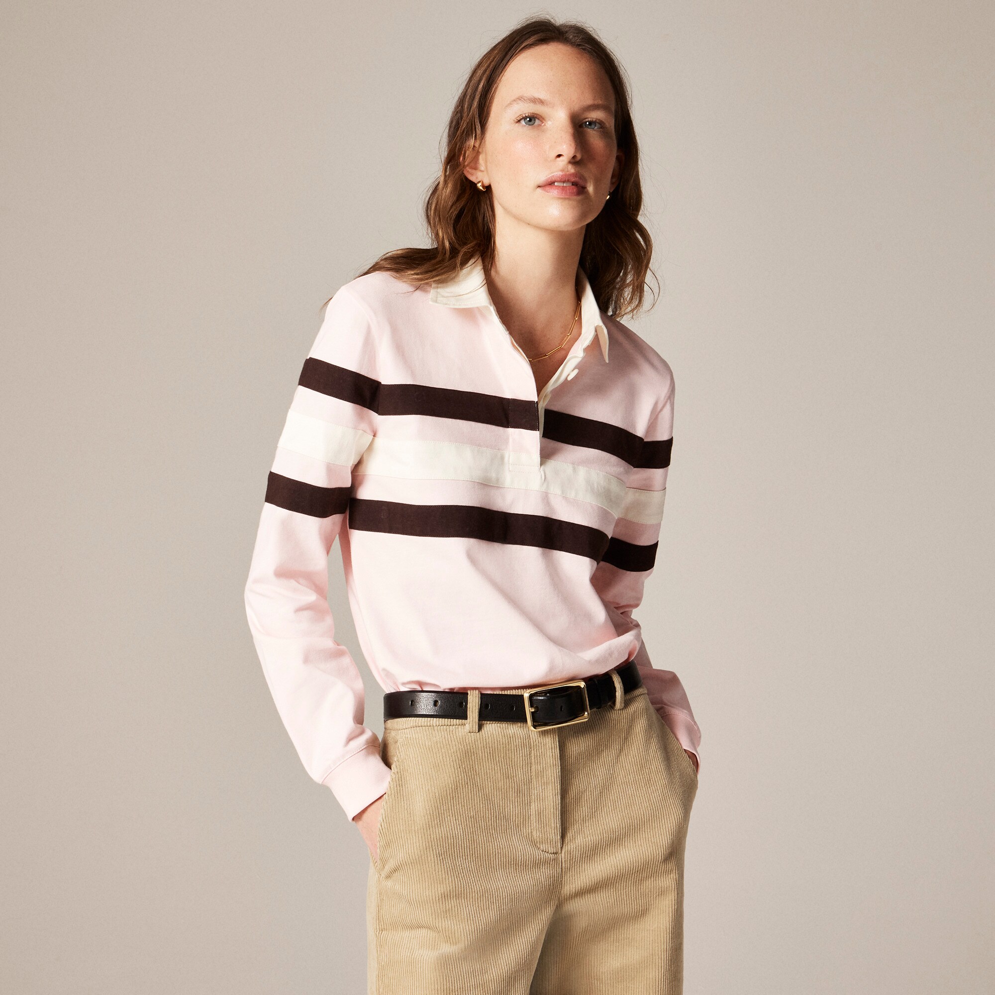 womens New premium-weight classic rugby shirt in stripe