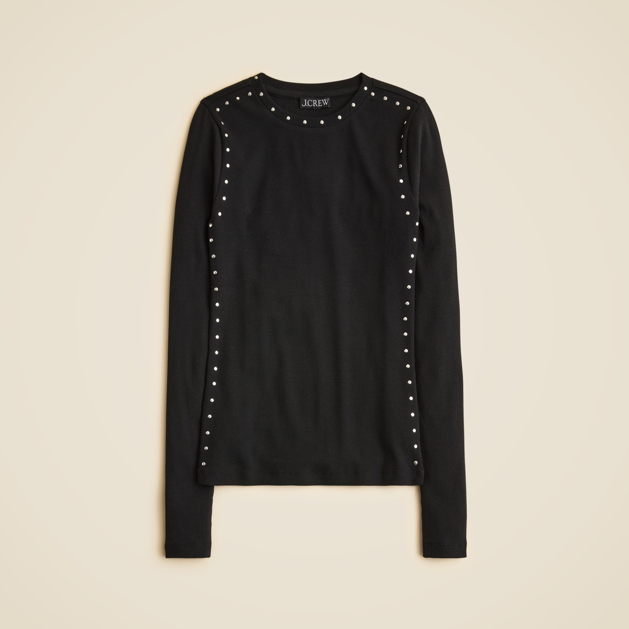 Perfect rib long-sleeve T-shirt with studs - thumbnail 3