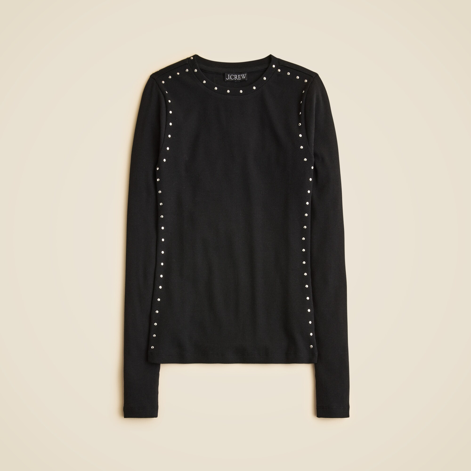 Perfect rib long-sleeve T-shirt with studs