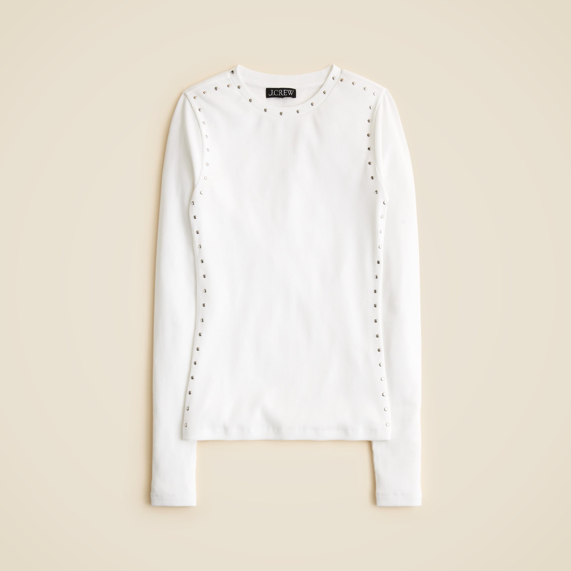 Perfect rib long-sleeve T-shirt with studs
