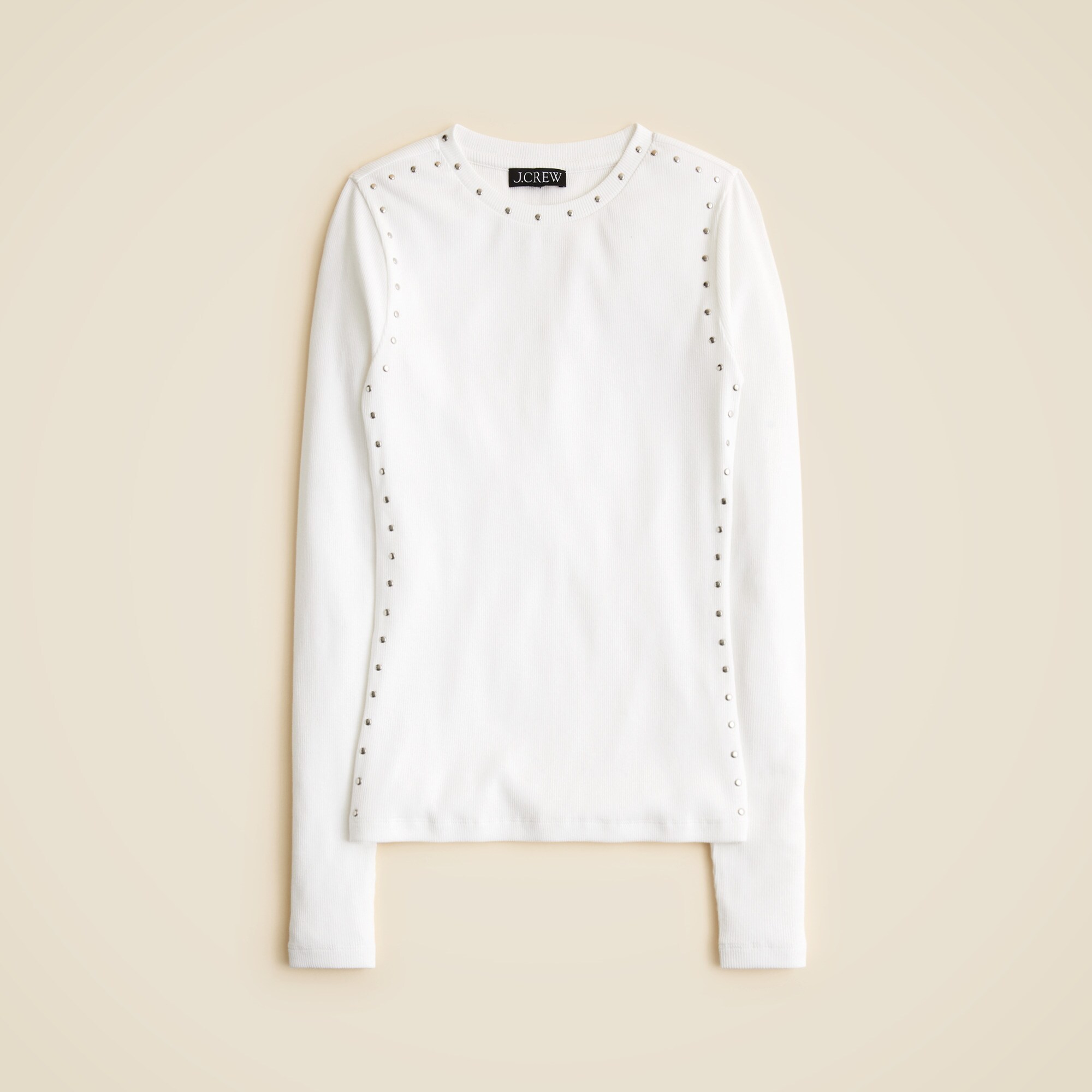 Perfect rib long-sleeve T-shirt with studs