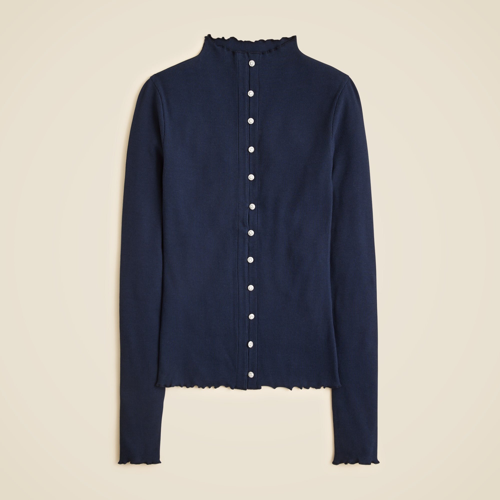 Perfect rib cardigan top with jewel buttons