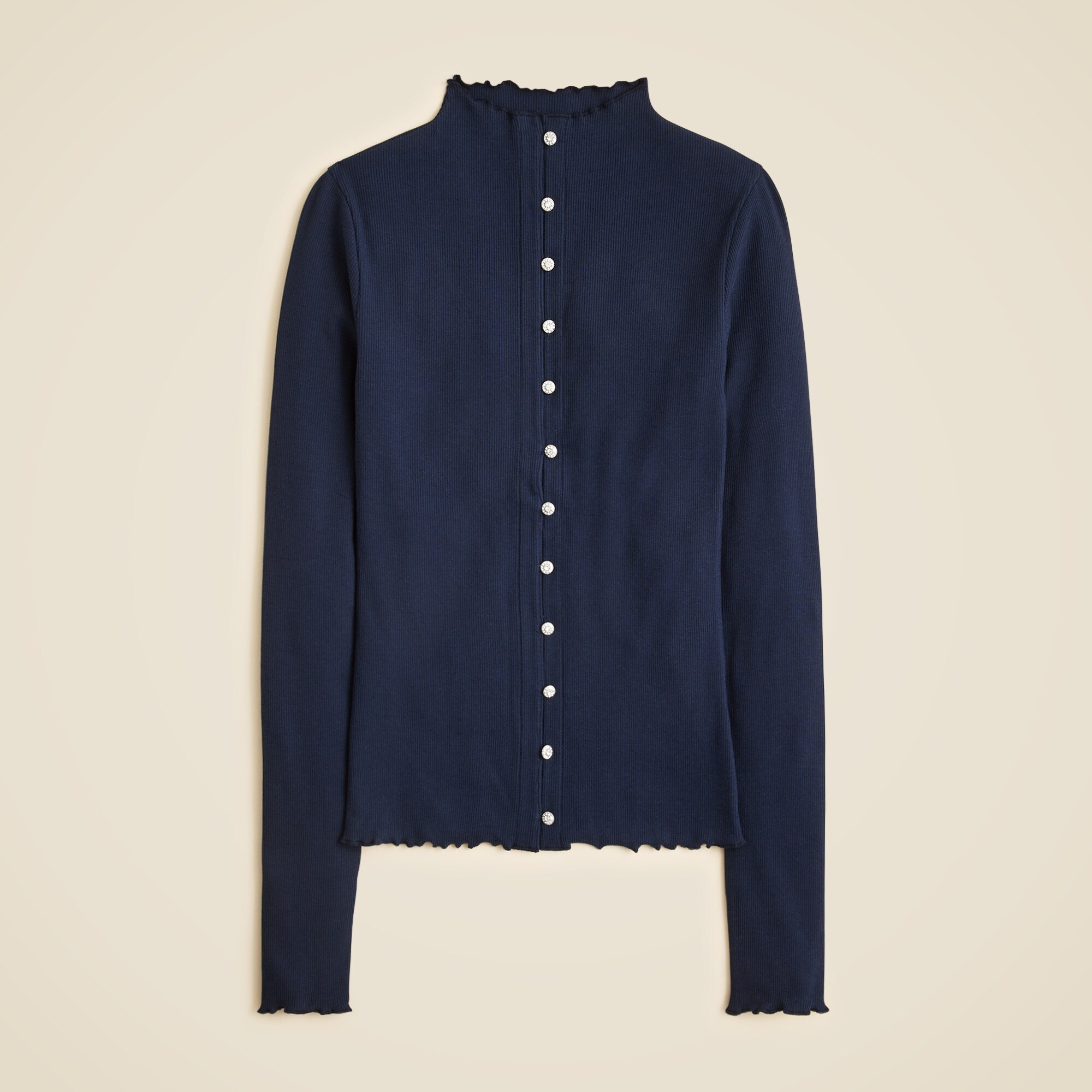 Perfect rib cardigan top with jewel buttons