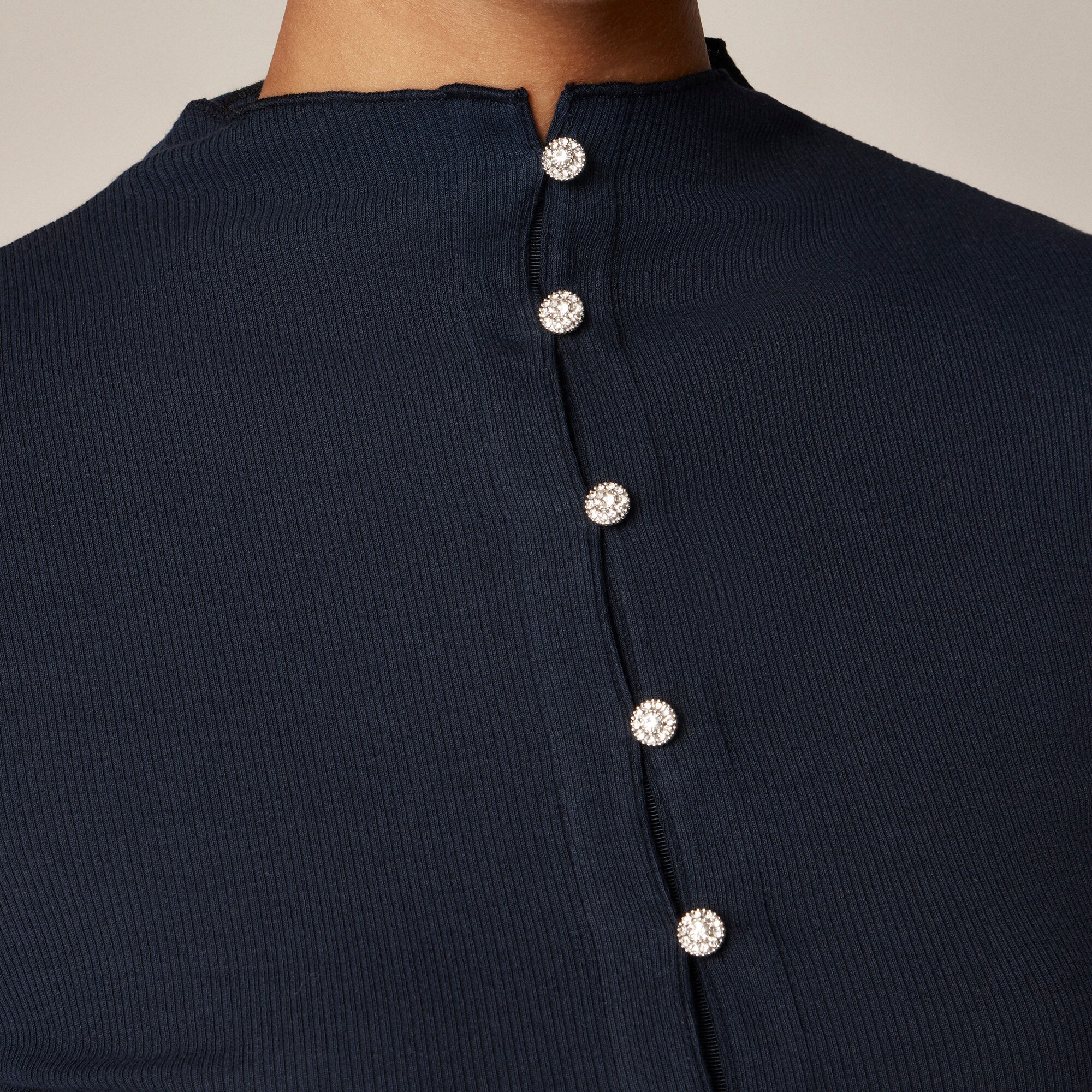 Perfect rib cardigan top with jewel buttons