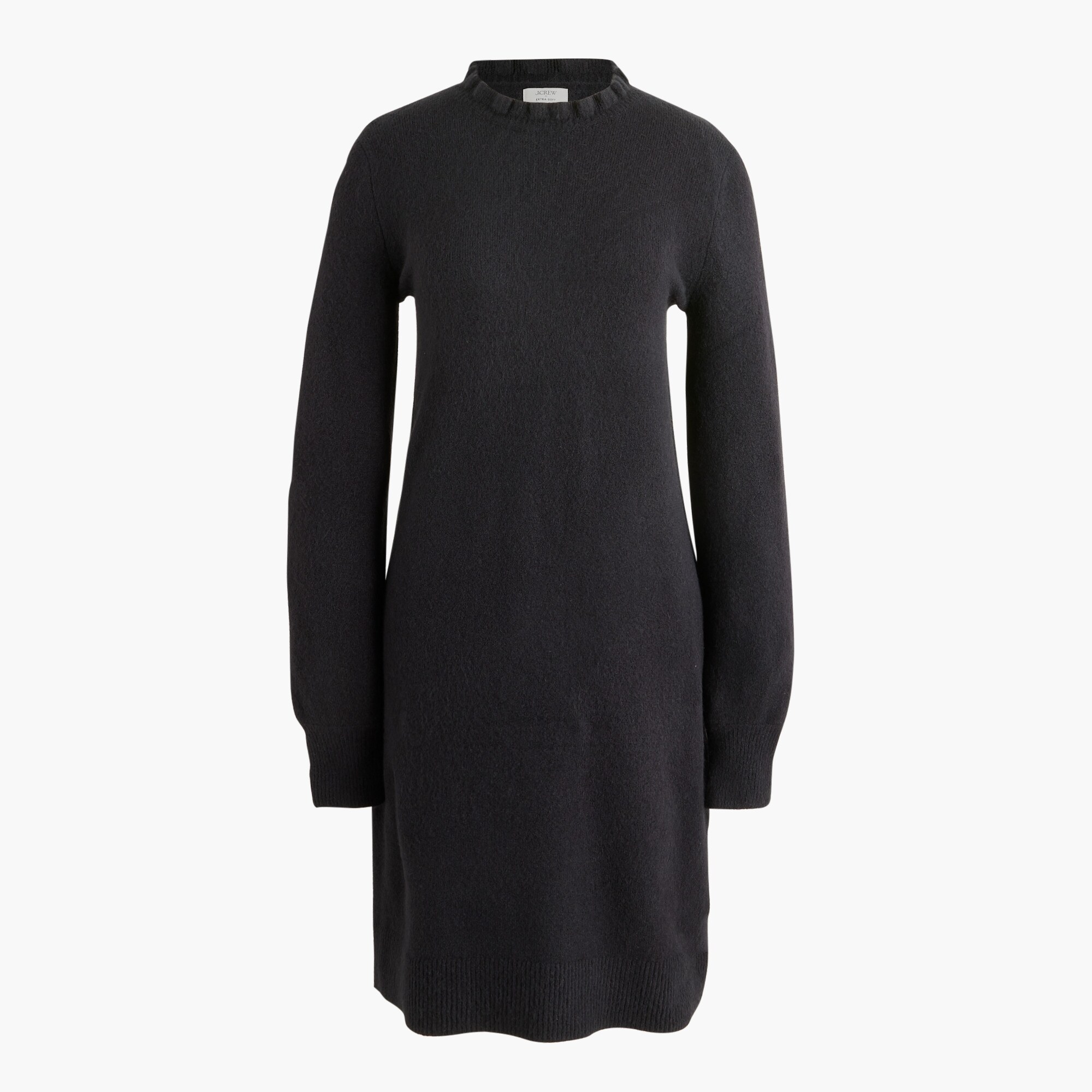 Ruffleneck sweater-dress in extra-soft yarn