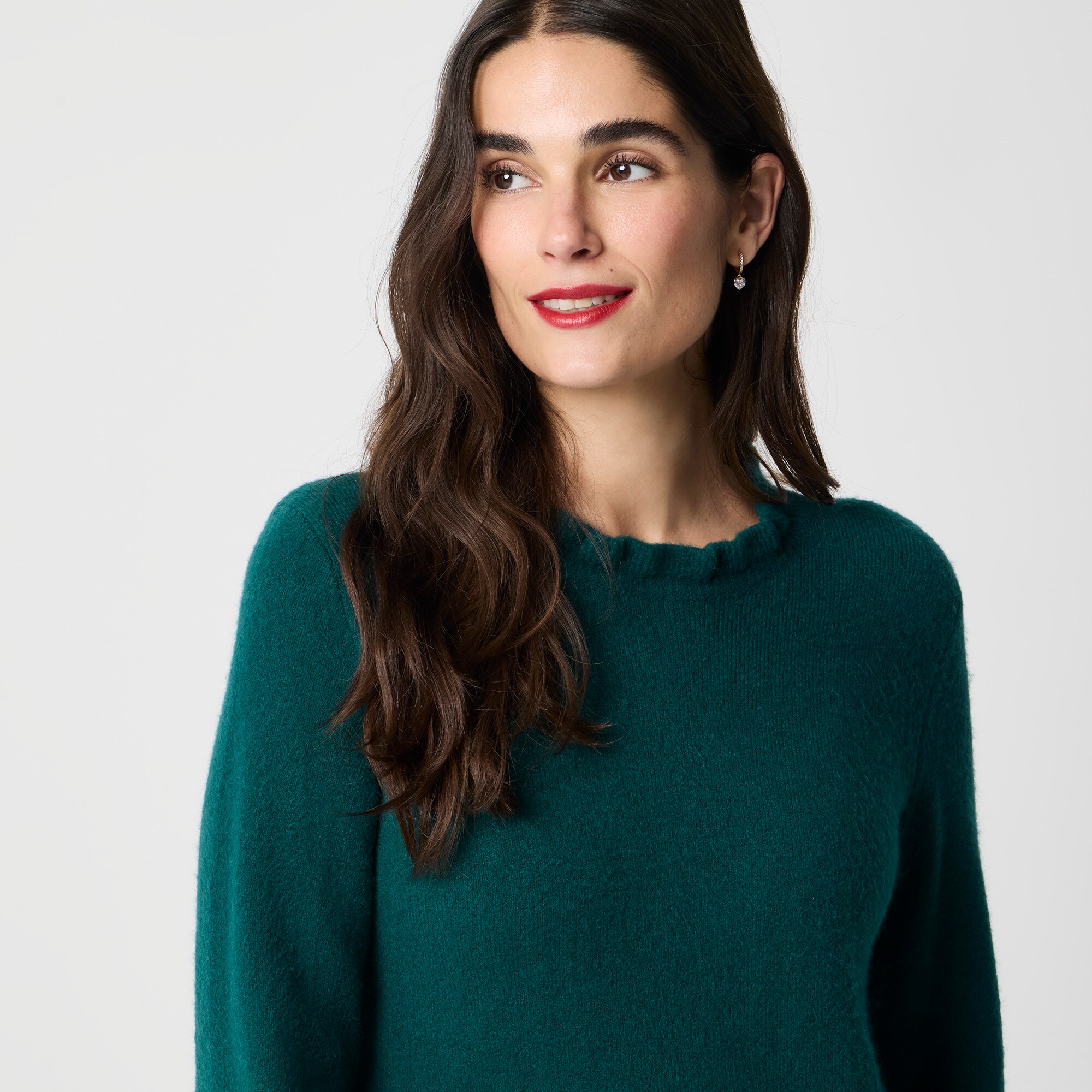 Ruffleneck sweater-dress in extra-soft yarn