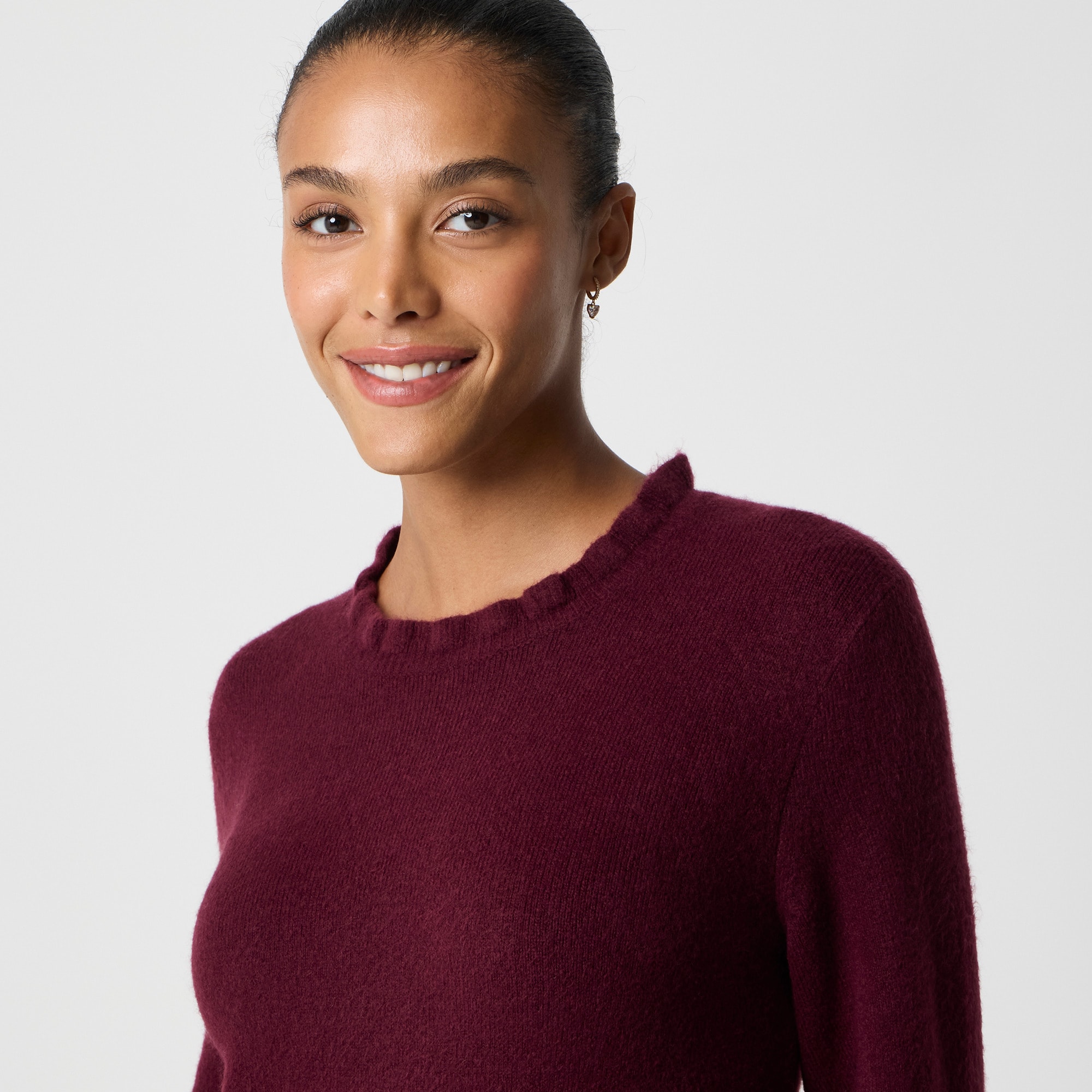 Ruffleneck sweater-dress in extra-soft yarn