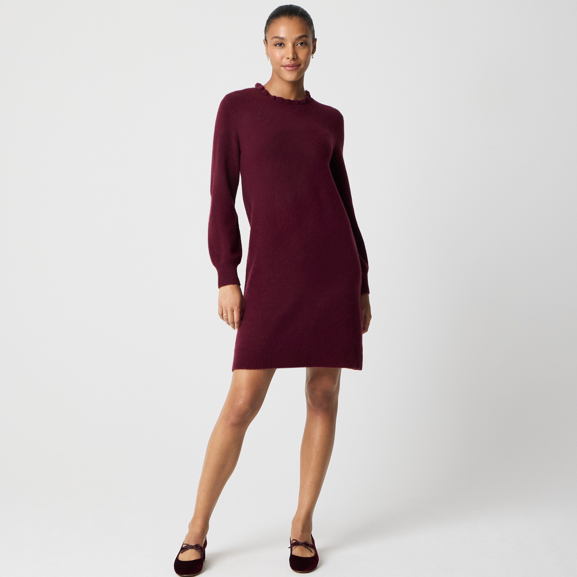  Ruffleneck sweater-dress in extra-soft yarn