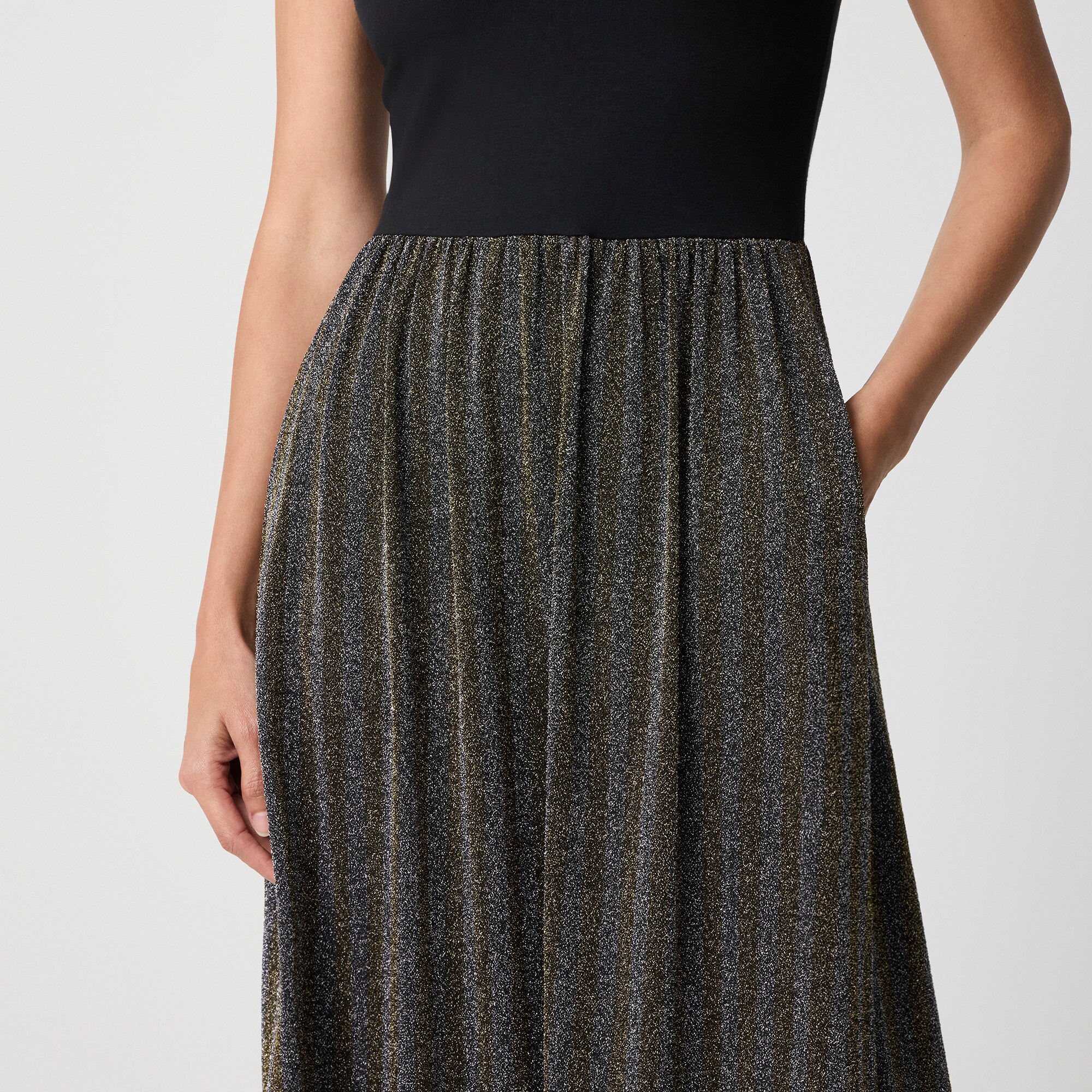 Mockneck mixed-media sparkle dress