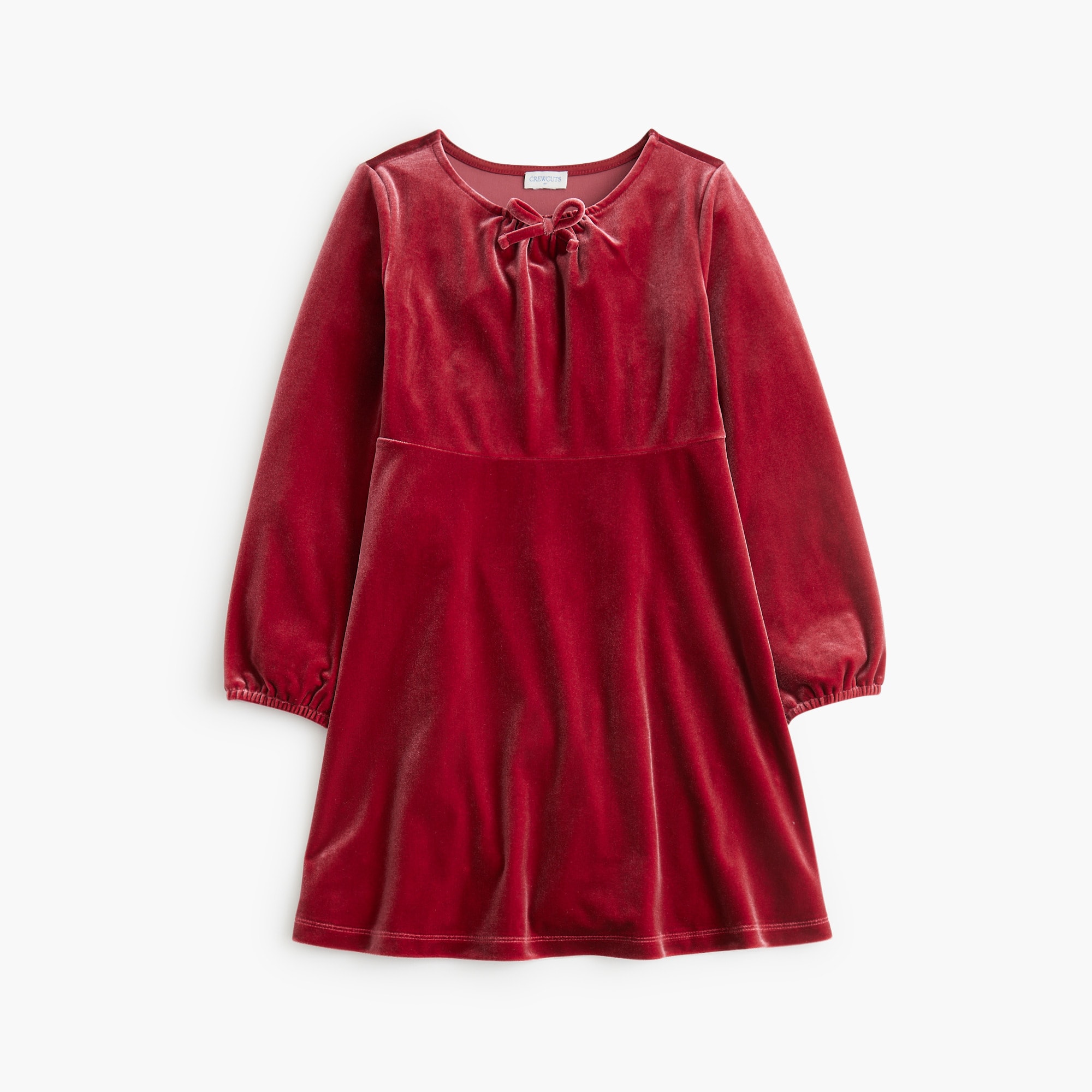  Girls' long-sleeve velvet dress