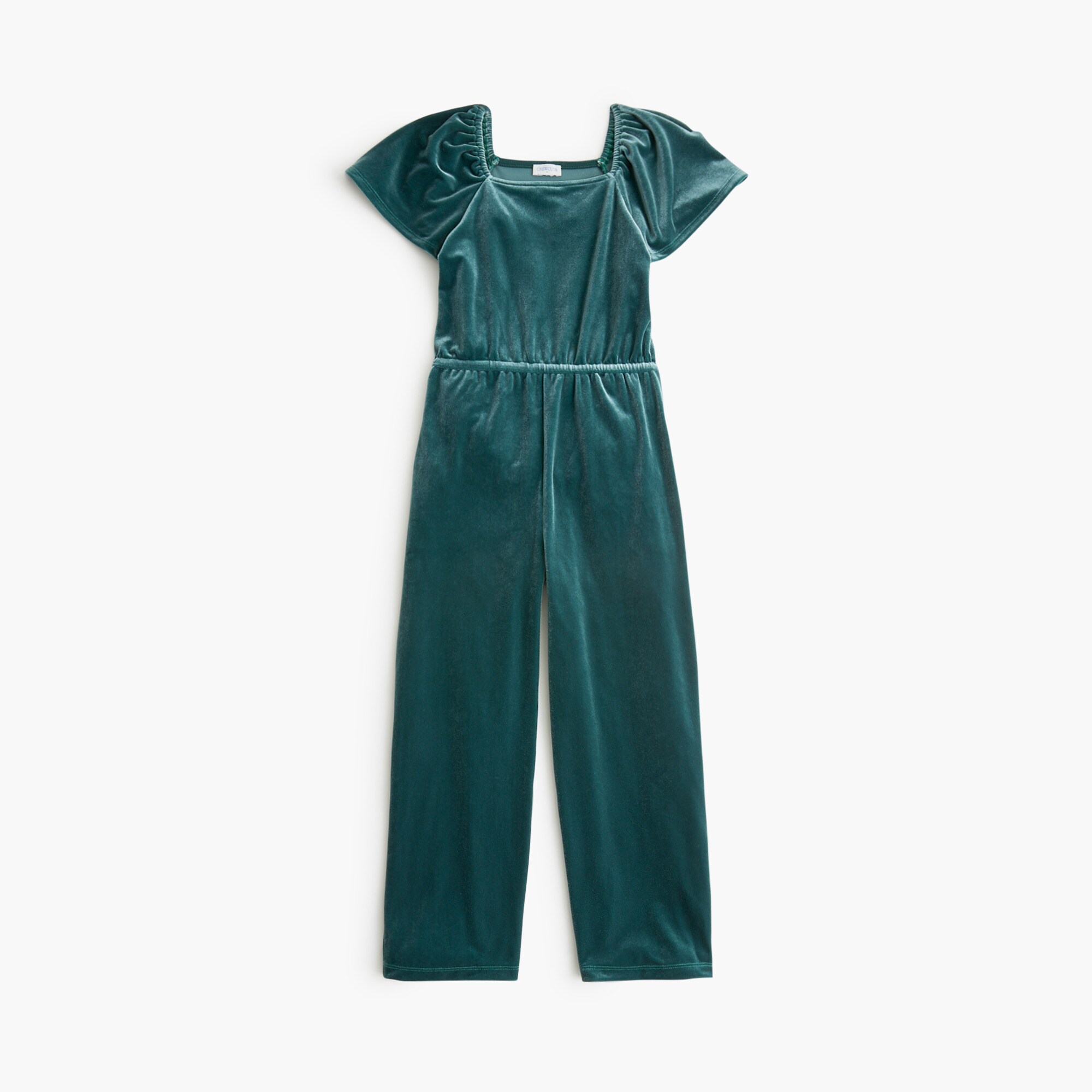 girls Girls' velvet flutter-sleeve jumpsuit