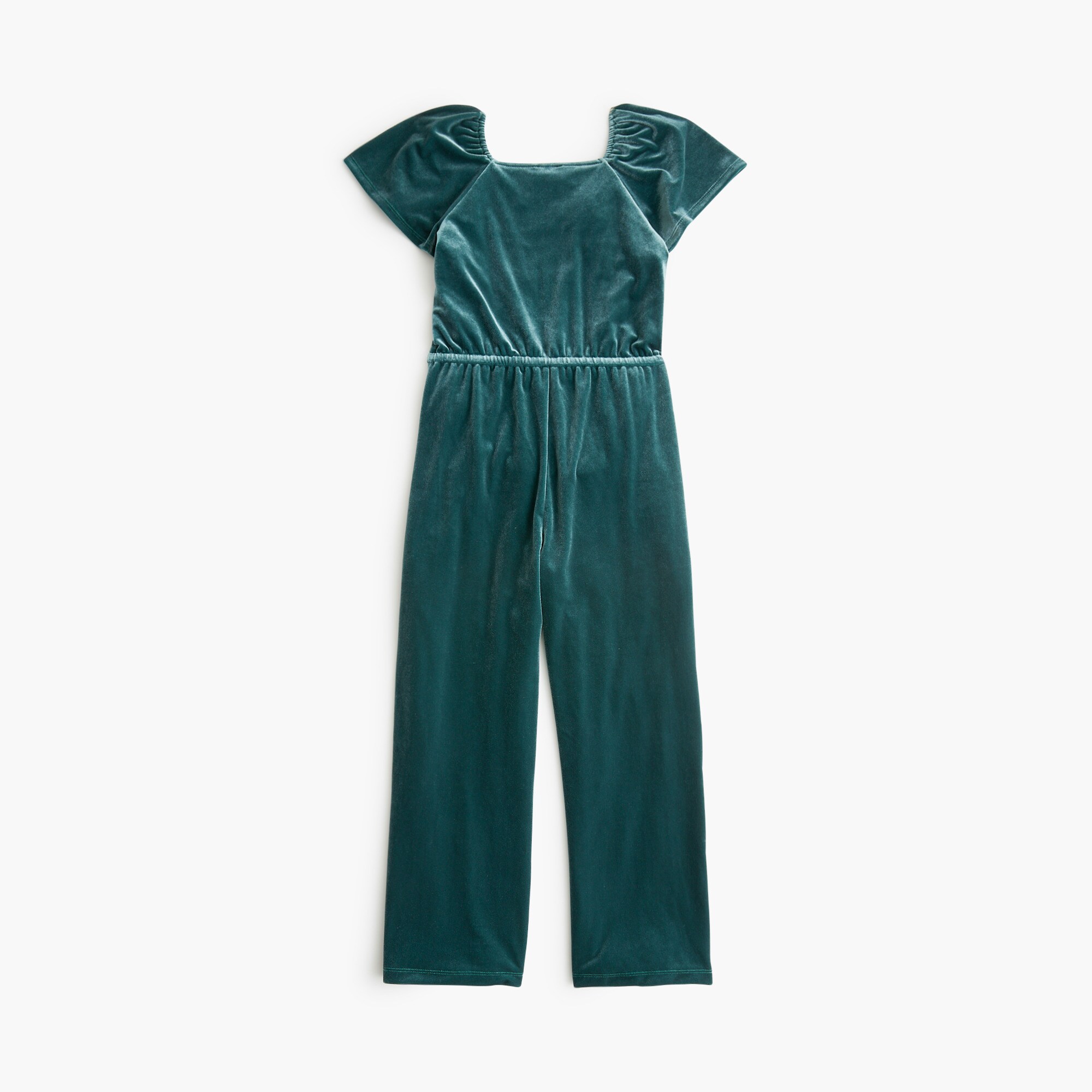 Girls' velvet flutter-sleeve jumpsuit