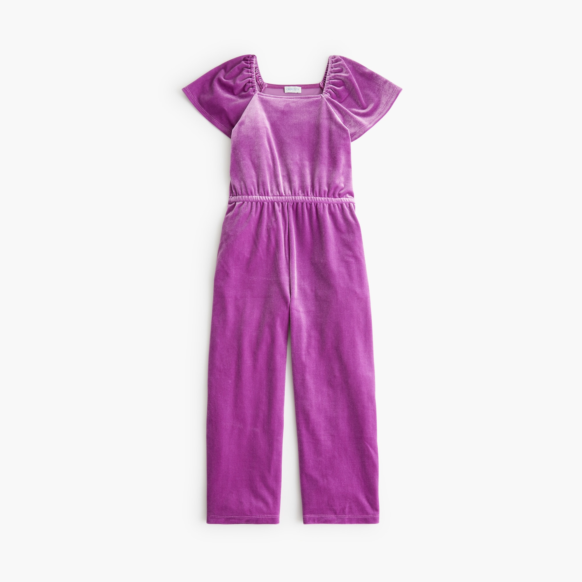  Girls' velvet flutter-sleeve jumpsuit