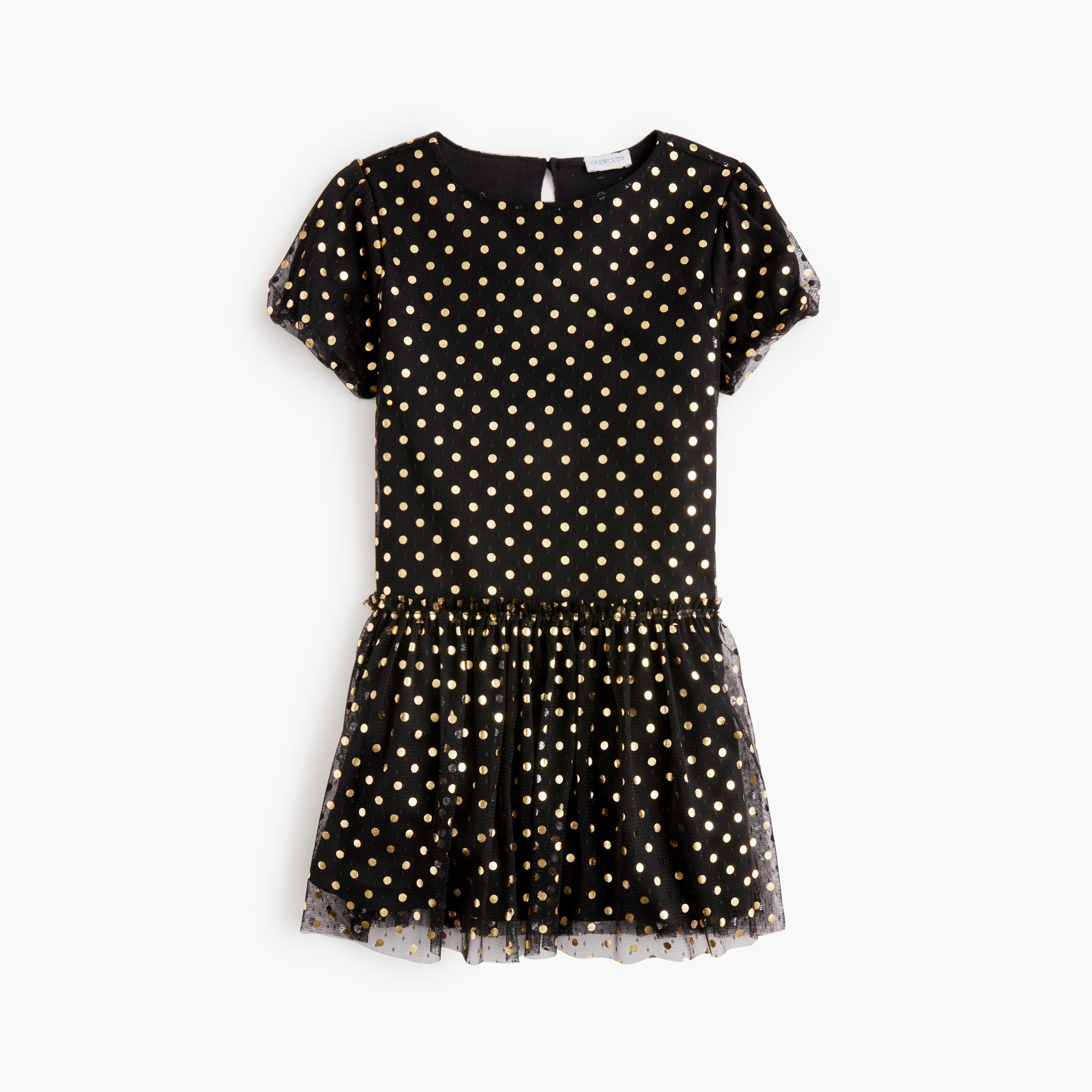 Girls' shiny gold polka-dot dress