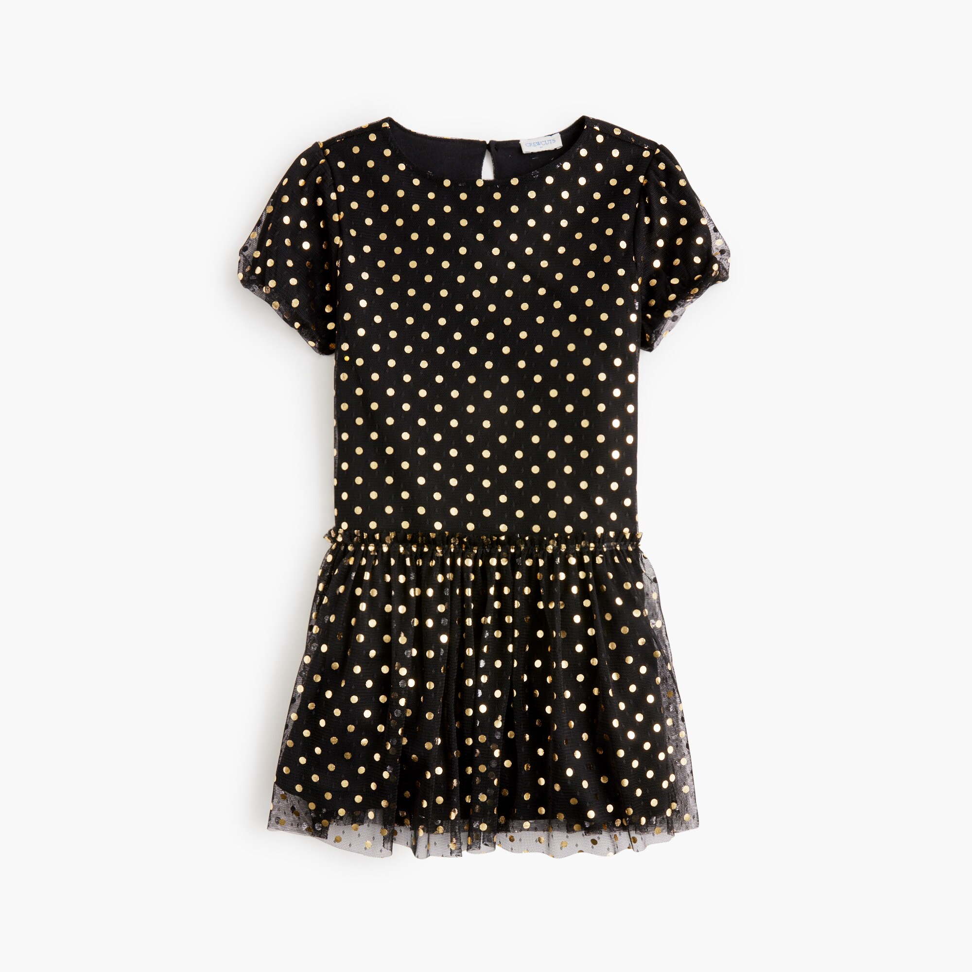 girls' shiny gold polka-dot dress for girls