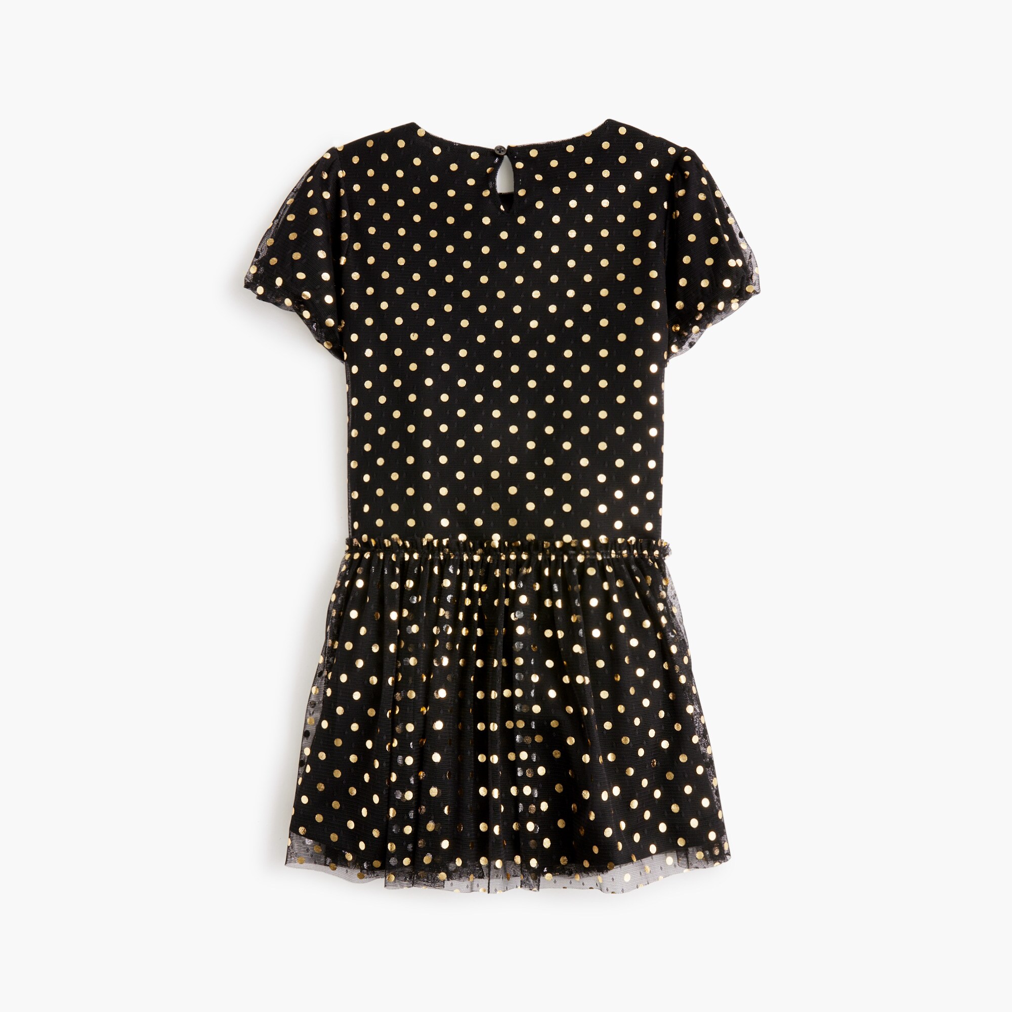 Girls' shiny gold polka-dot dress