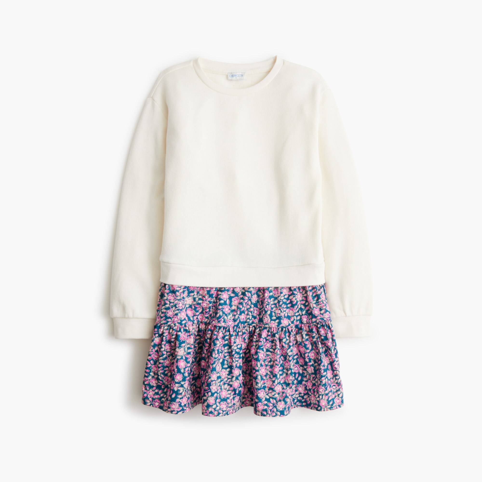 Girls' mixed-media sweatshirt-dress
