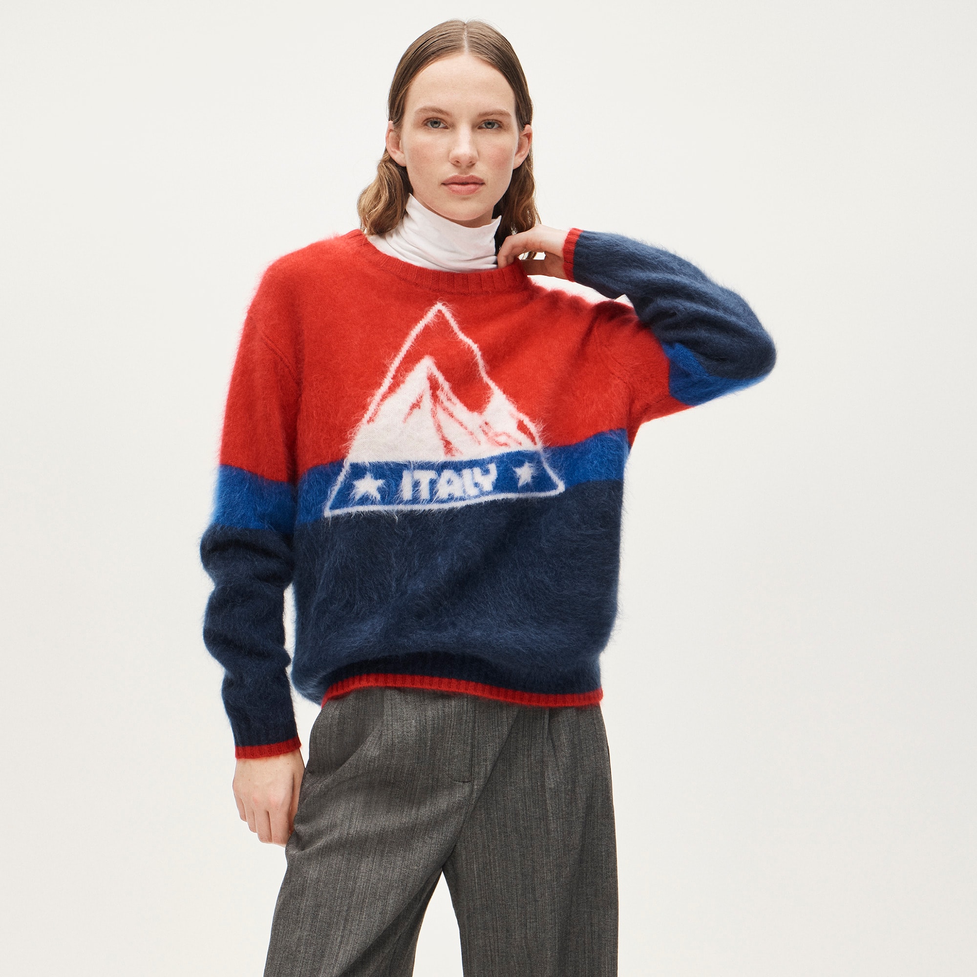 U.S. Ski & Snowboard By J.Crew Graphic Crewneck Sweater In Brushed