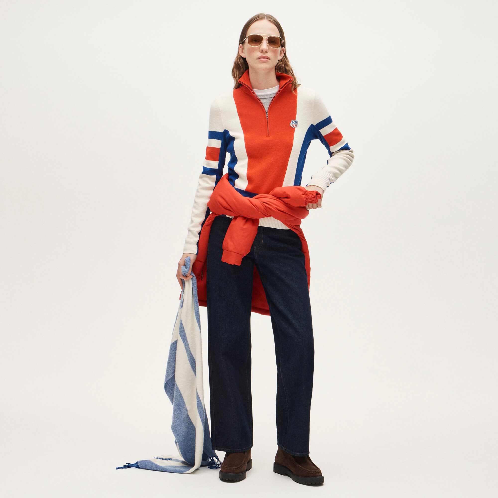 U.S. Ski & Snowboard By J.Crew Graphic Quarter-zip Sweater In