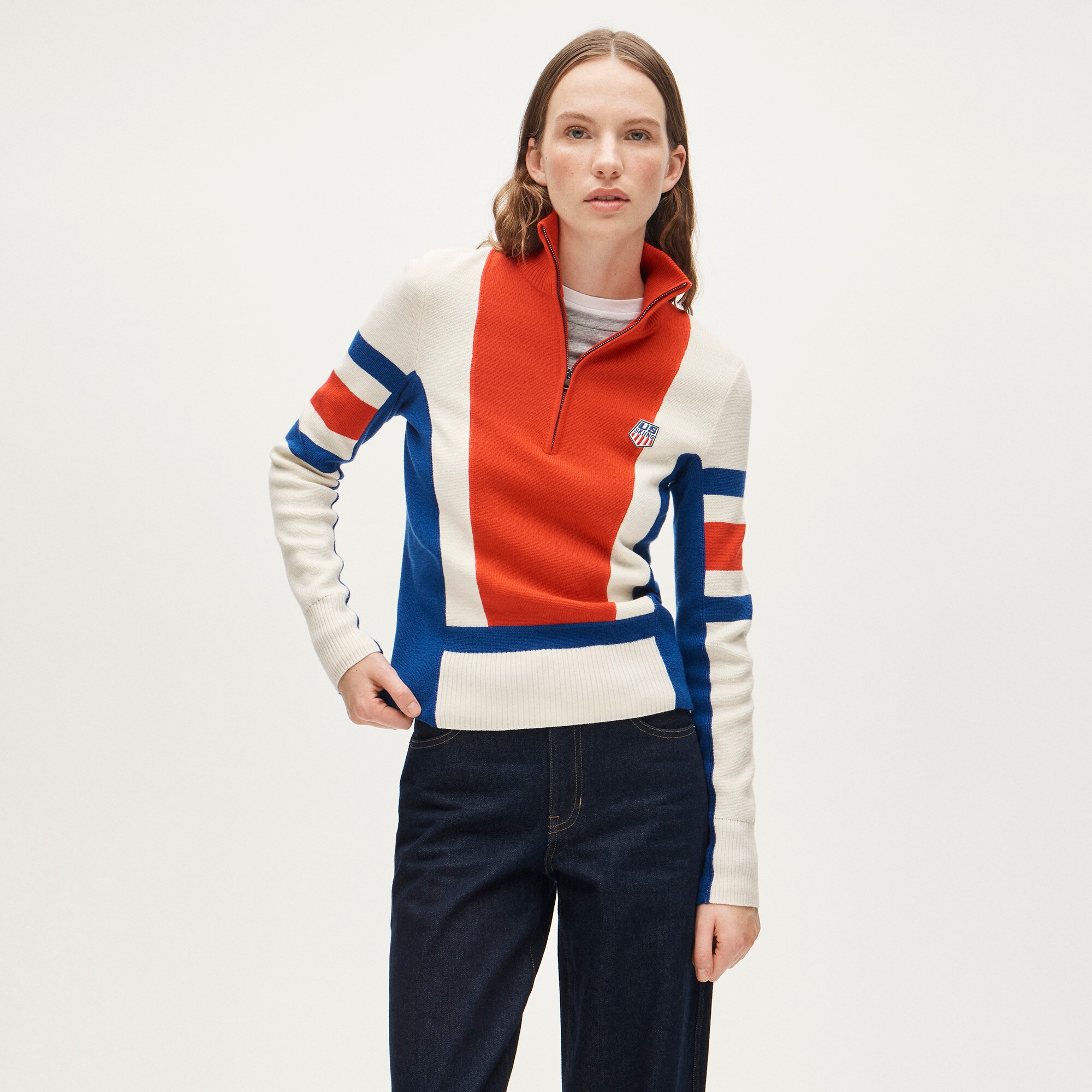 U.S. Ski & Snowboard by J.Crew graphic quarter-zip sweater in vintage wool