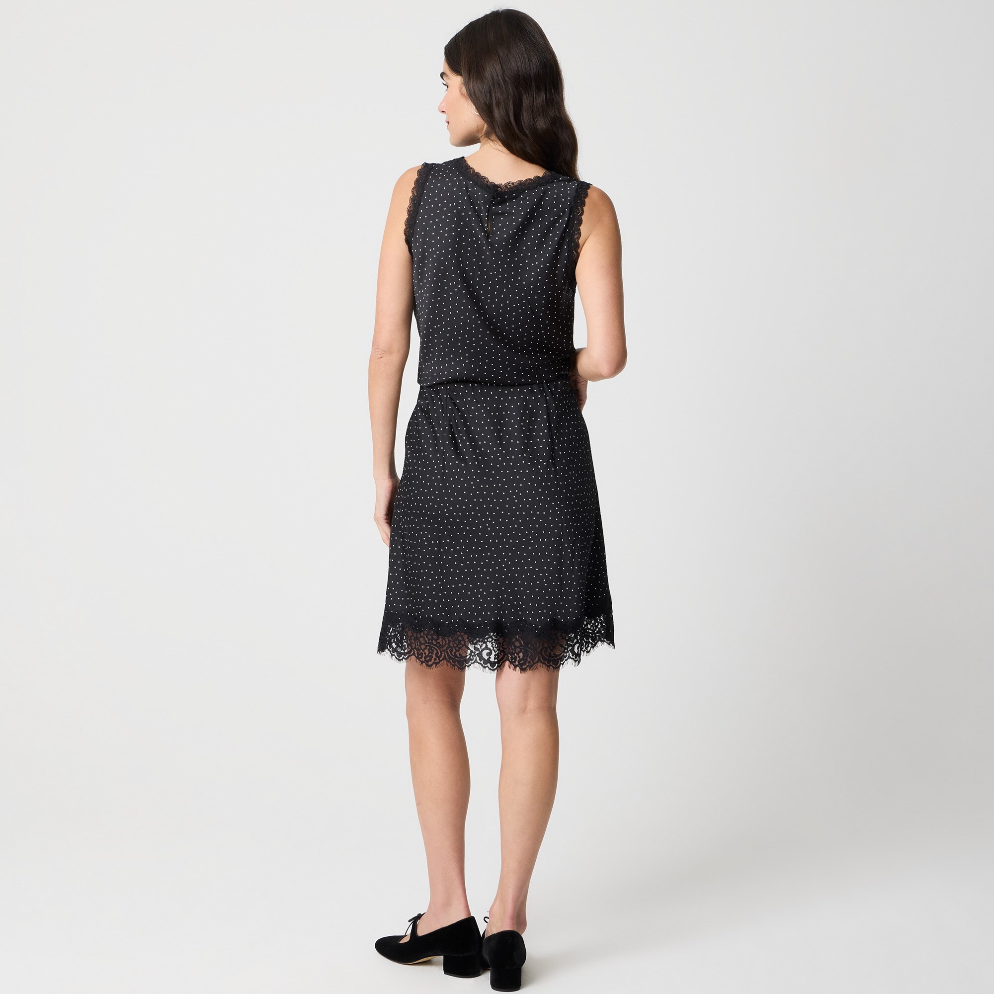 Lace-trim mini slip skirt